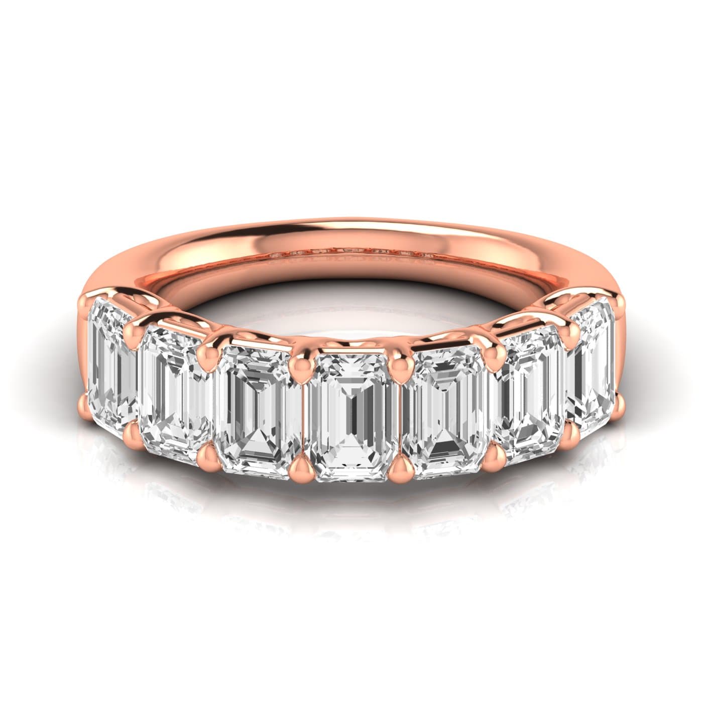 1/2 Spread Emerald Diamond Wedding Band (3 1/2 ct. tw.), Side view in rose gold
