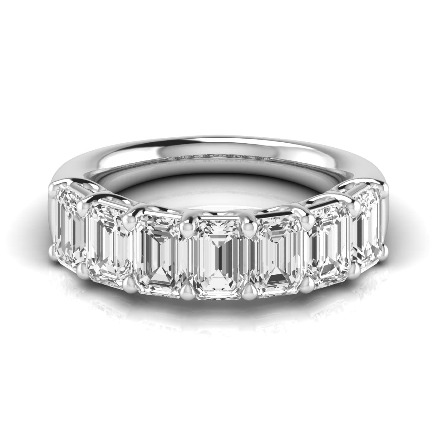 1/2 Spread Emerald Diamond Wedding Band (3 1/2 ct. tw.), Side view in white gold or platinum
