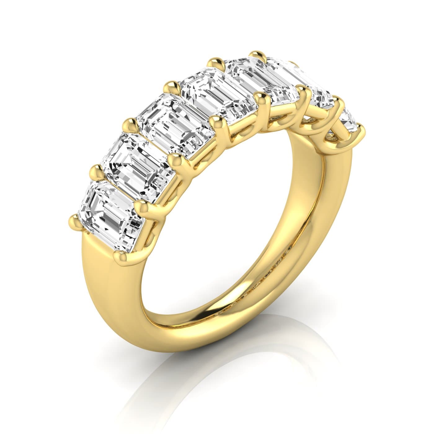 1/2 Spread Emerald Diamond Wedding Band (5 1/4 ct. tw.), Front view in yellow gold