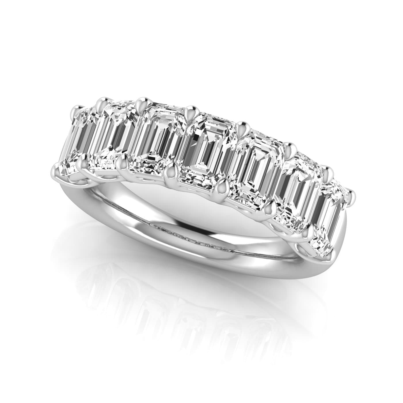 1/2 Spread Emerald Diamond Wedding Band (5 1/4 ct. tw.), On hand view in white gold or platinum