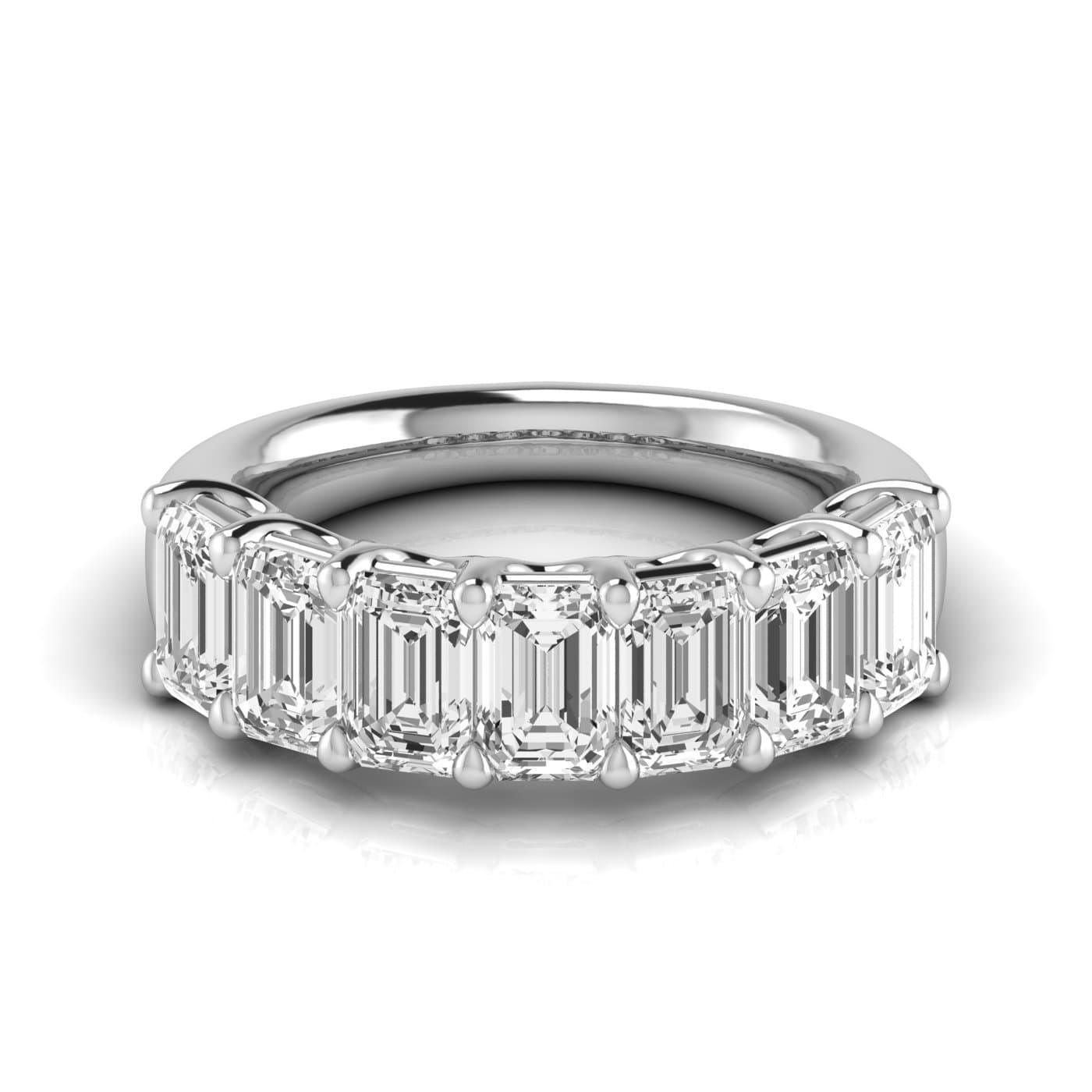 1/2 Spread Emerald Diamond Wedding Band (5 1/4 ct. tw.), Side view in white gold or platinum