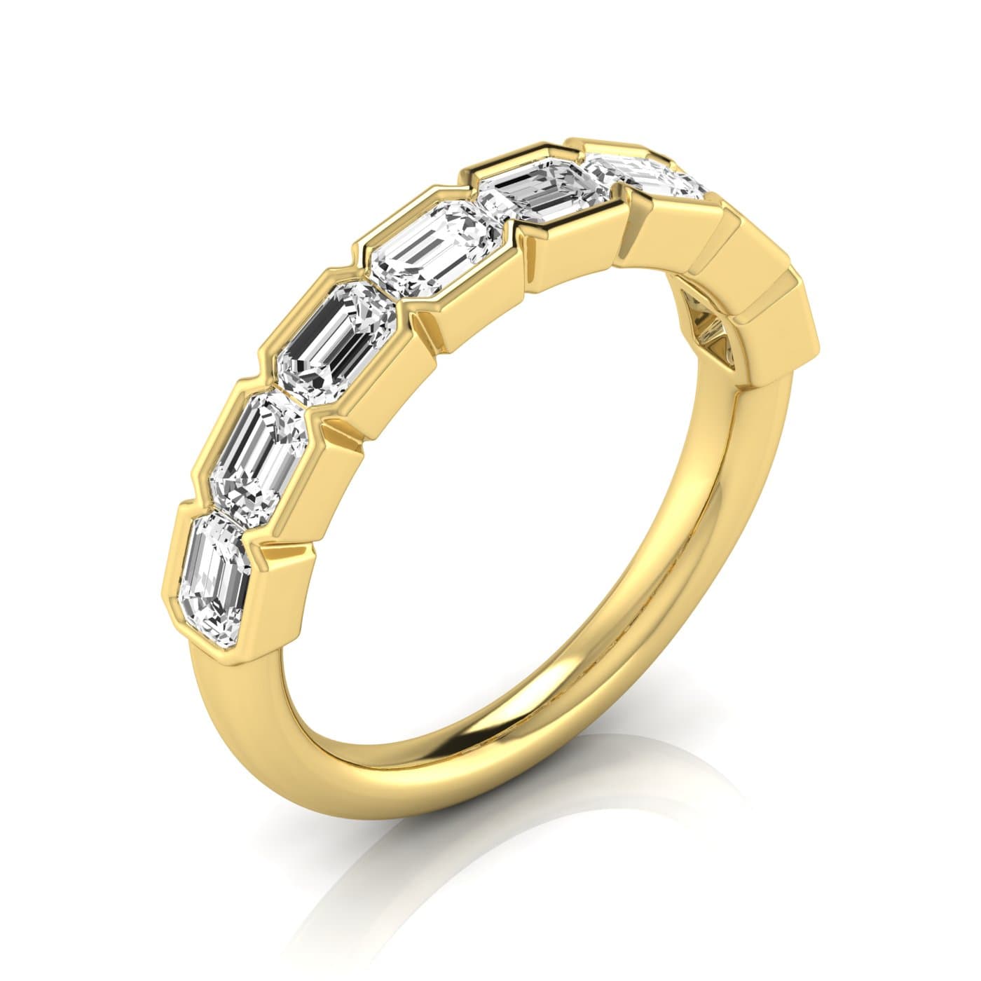 1/2 Spread Emerald Diamond Wedding Band (2 ct. tw.), Front view in yellow gold