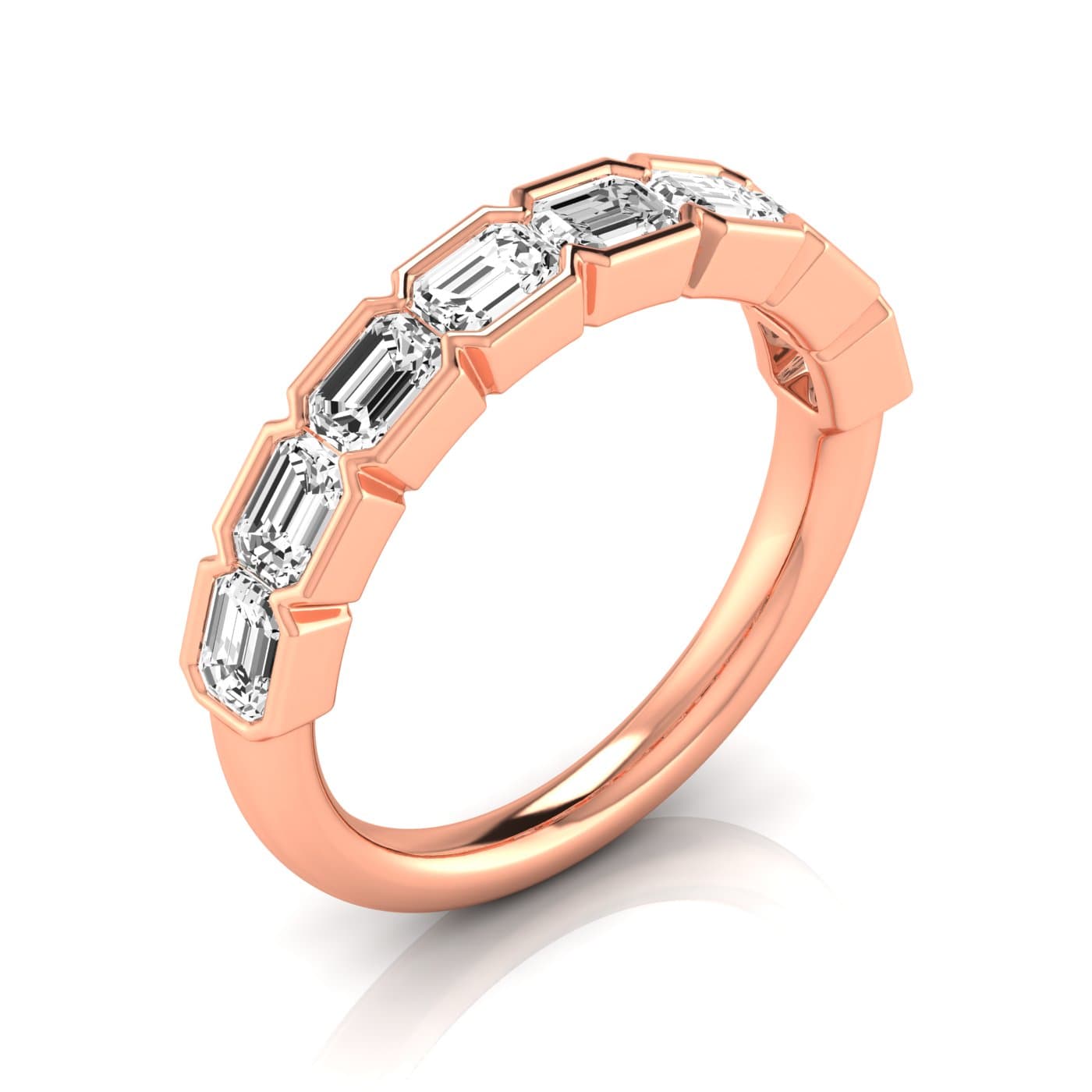 1/2 Spread Emerald Diamond Wedding Band (2 ct. tw.), Front view in rose gold