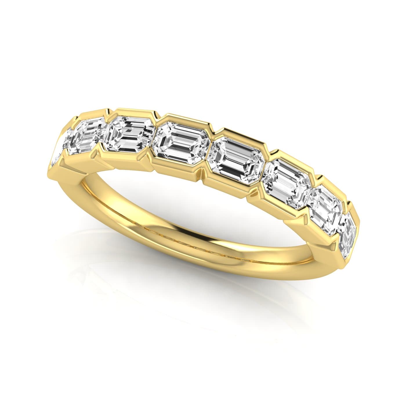 1/2 Spread Emerald Diamond Wedding Band (2 ct. tw.), On hand view in yellow gold