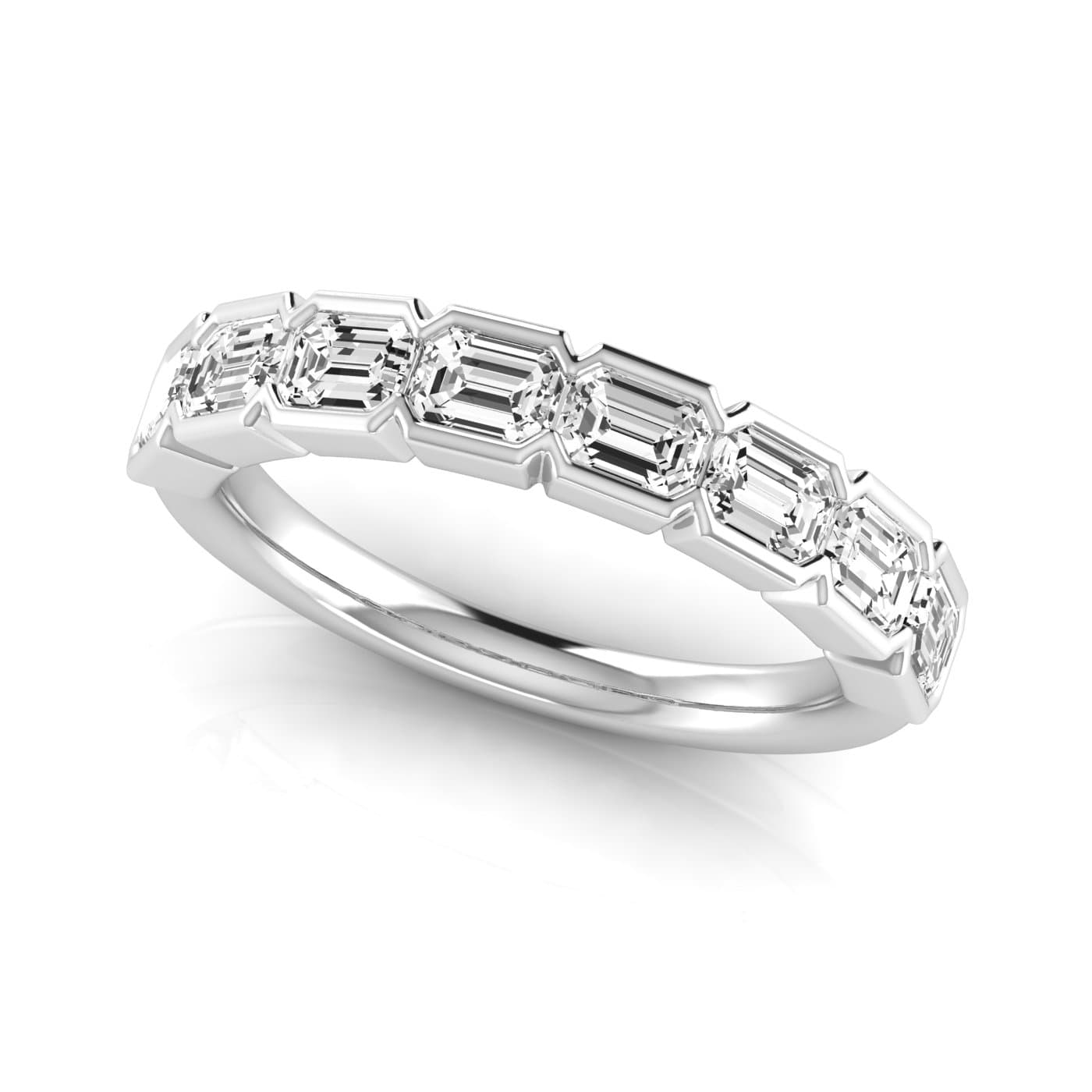 1/2 Spread Emerald Diamond Wedding Band (2 ct. tw.), On hand view in white gold or platinum