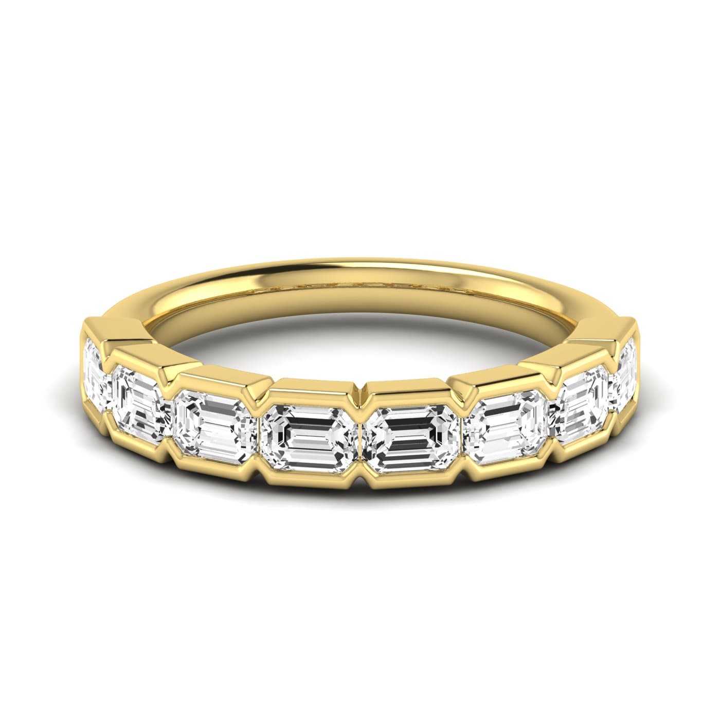 1/2 Spread Emerald Diamond Wedding Band (2 ct. tw.), Side view in yellow gold