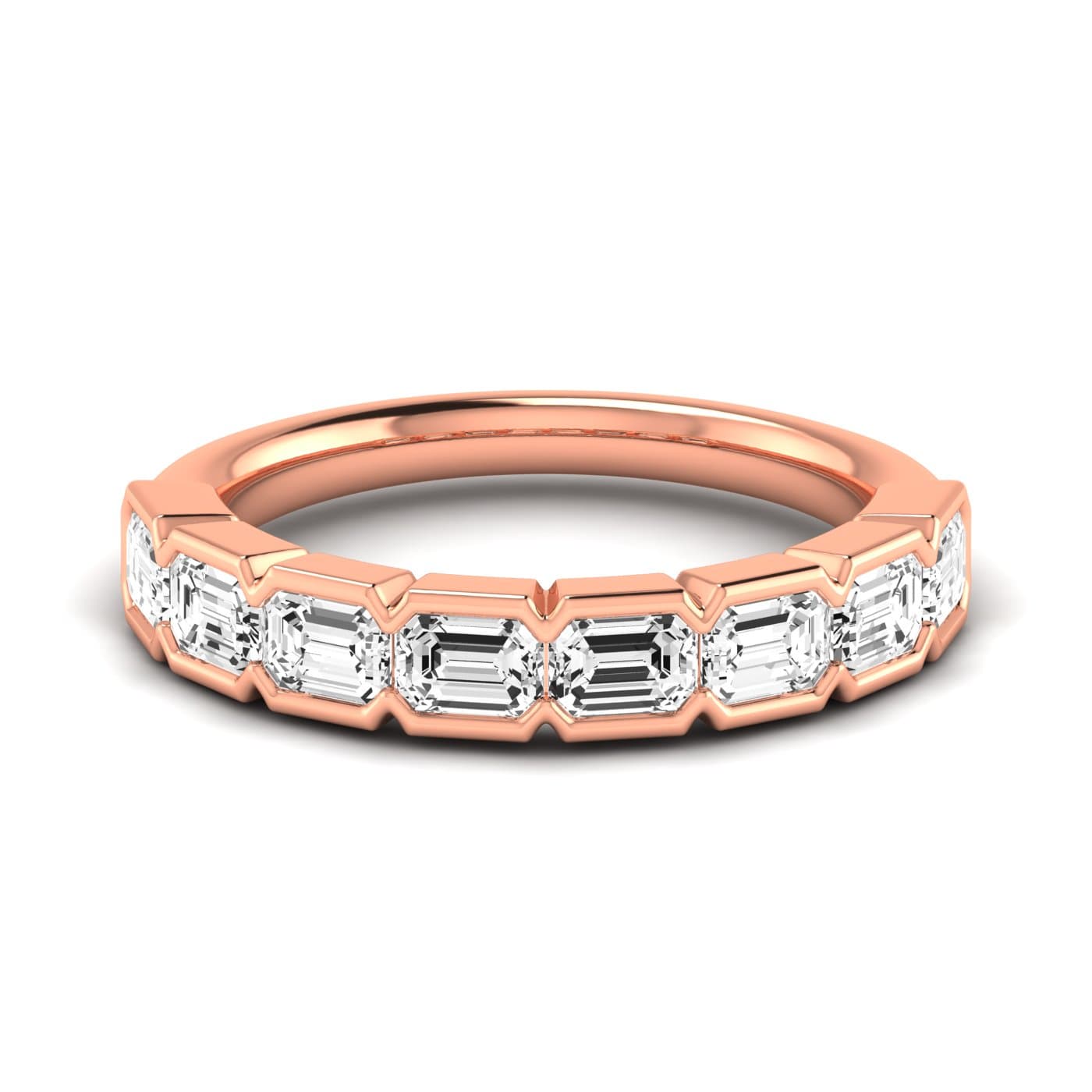 1/2 Spread Emerald Diamond Wedding Band (2 ct. tw.), Side view in rose gold