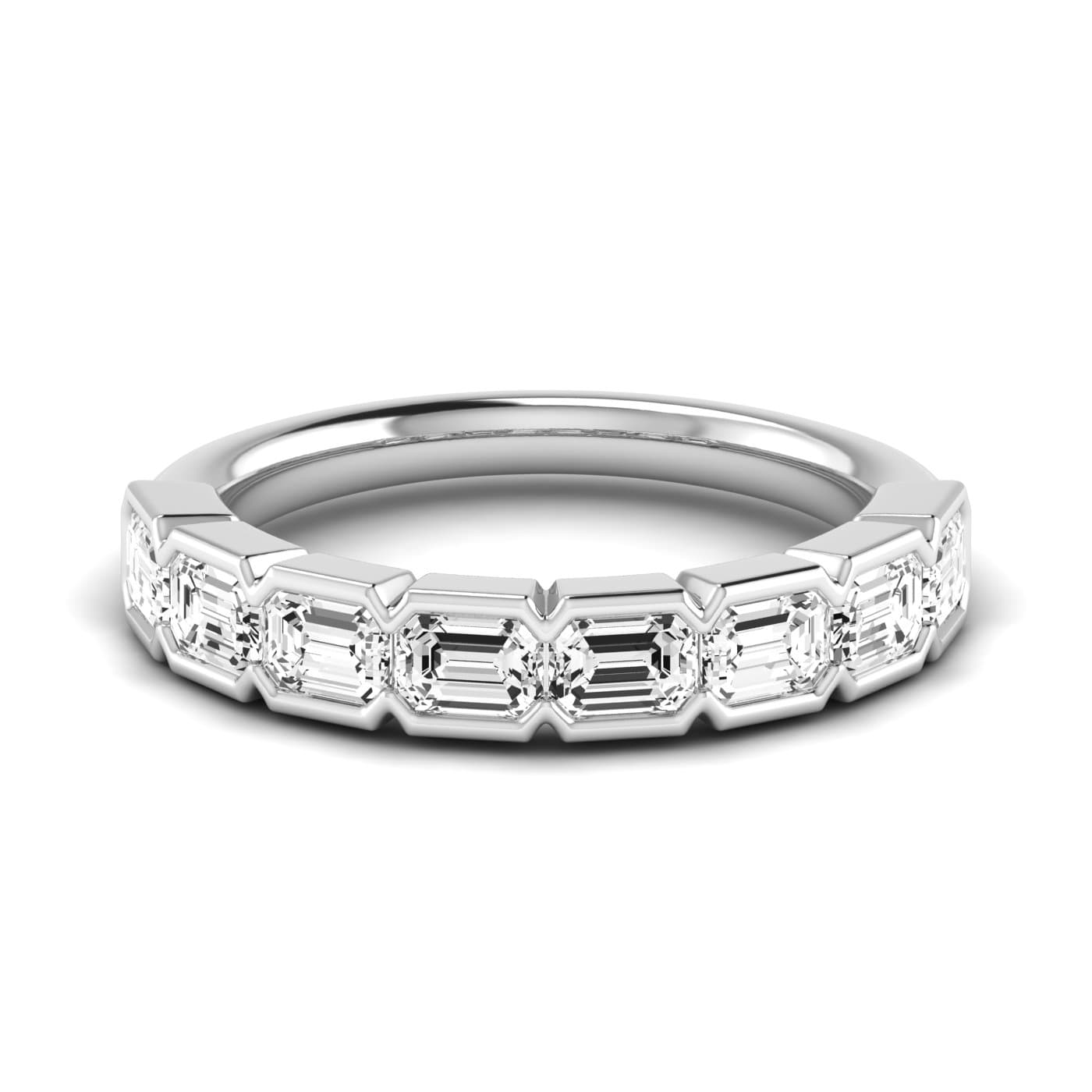 1/2 Spread Emerald Diamond Wedding Band (2 ct. tw.), Side view in white gold or platinum
