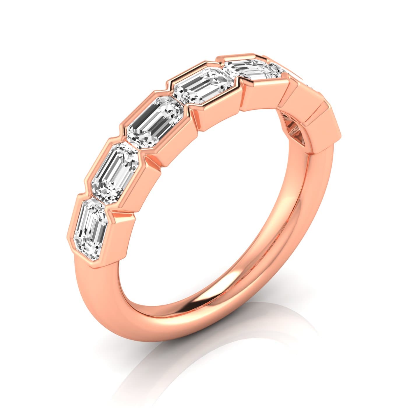 1/2 Spread Emerald Diamond Wedding Band (2.31 ct. tw.), Front view in rose gold