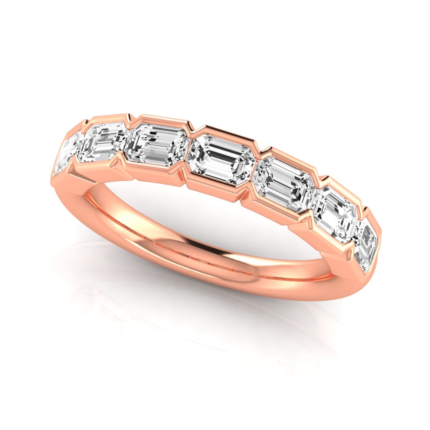 1/2 Spread Emerald Diamond Wedding Band (2.31 ct. tw.), On hand view in rose gold