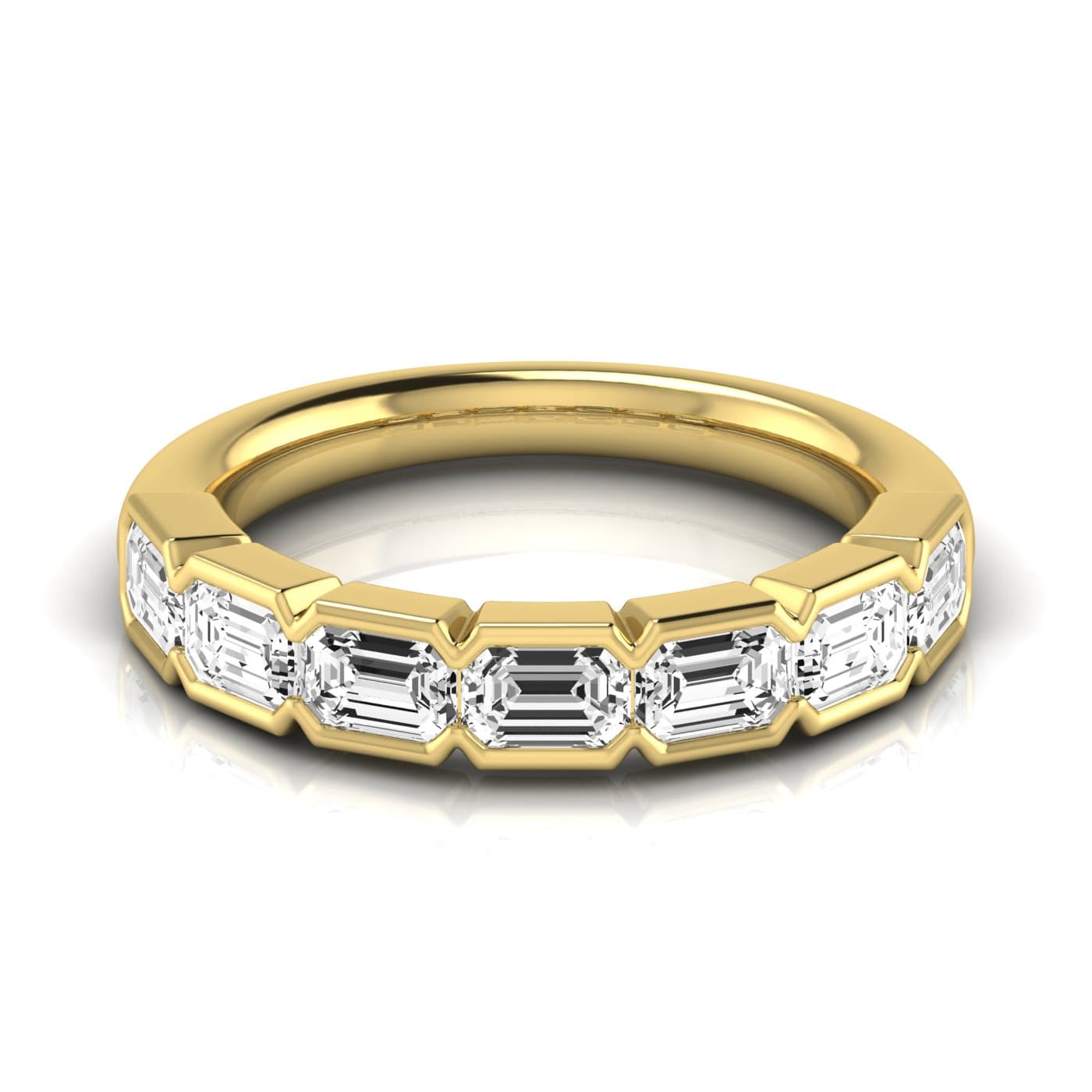 1/2 Spread Emerald Diamond Wedding Band (2.31 ct. tw.), Side view in yellow gold