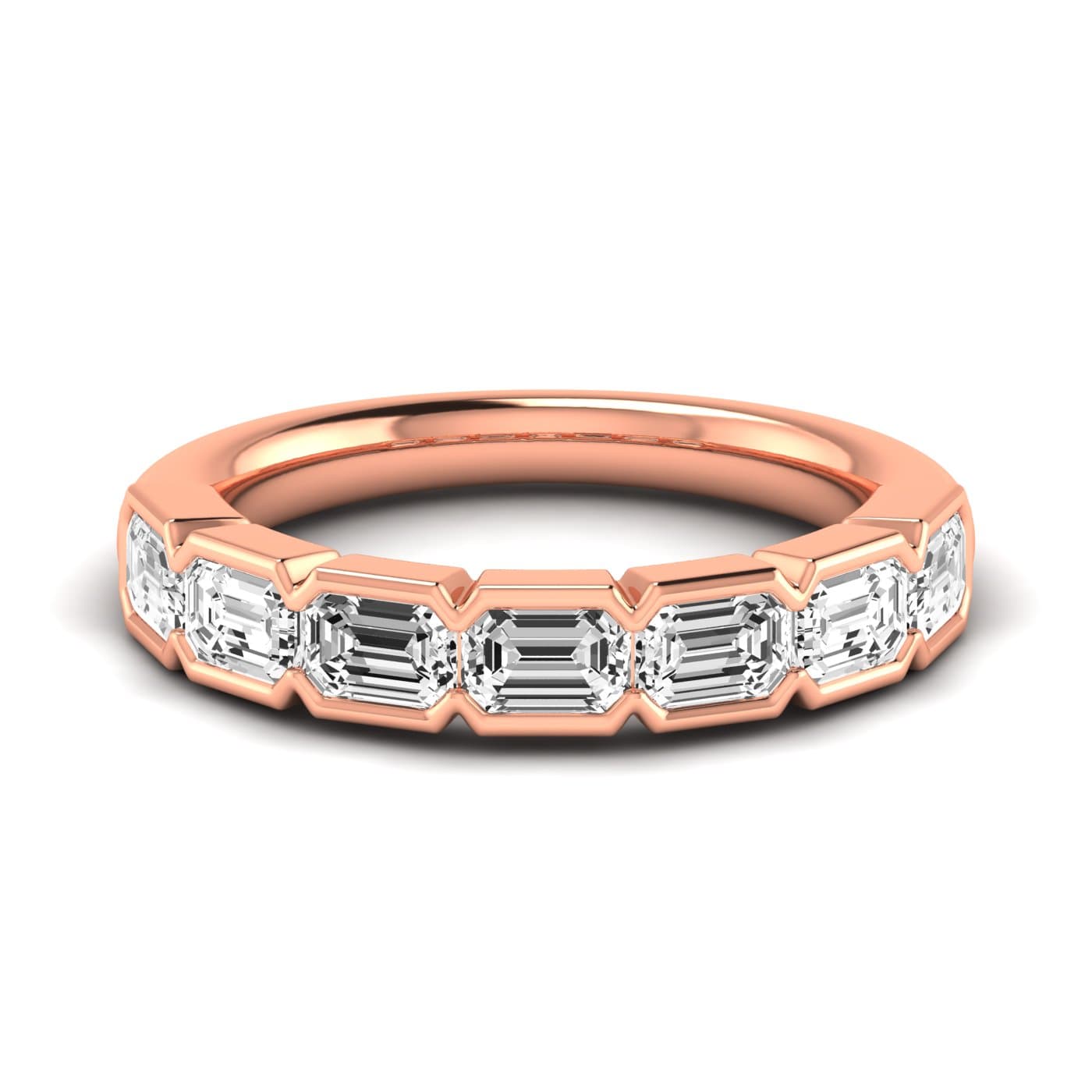 1/2 Spread Emerald Diamond Wedding Band (2.31 ct. tw.), Side view in rose gold