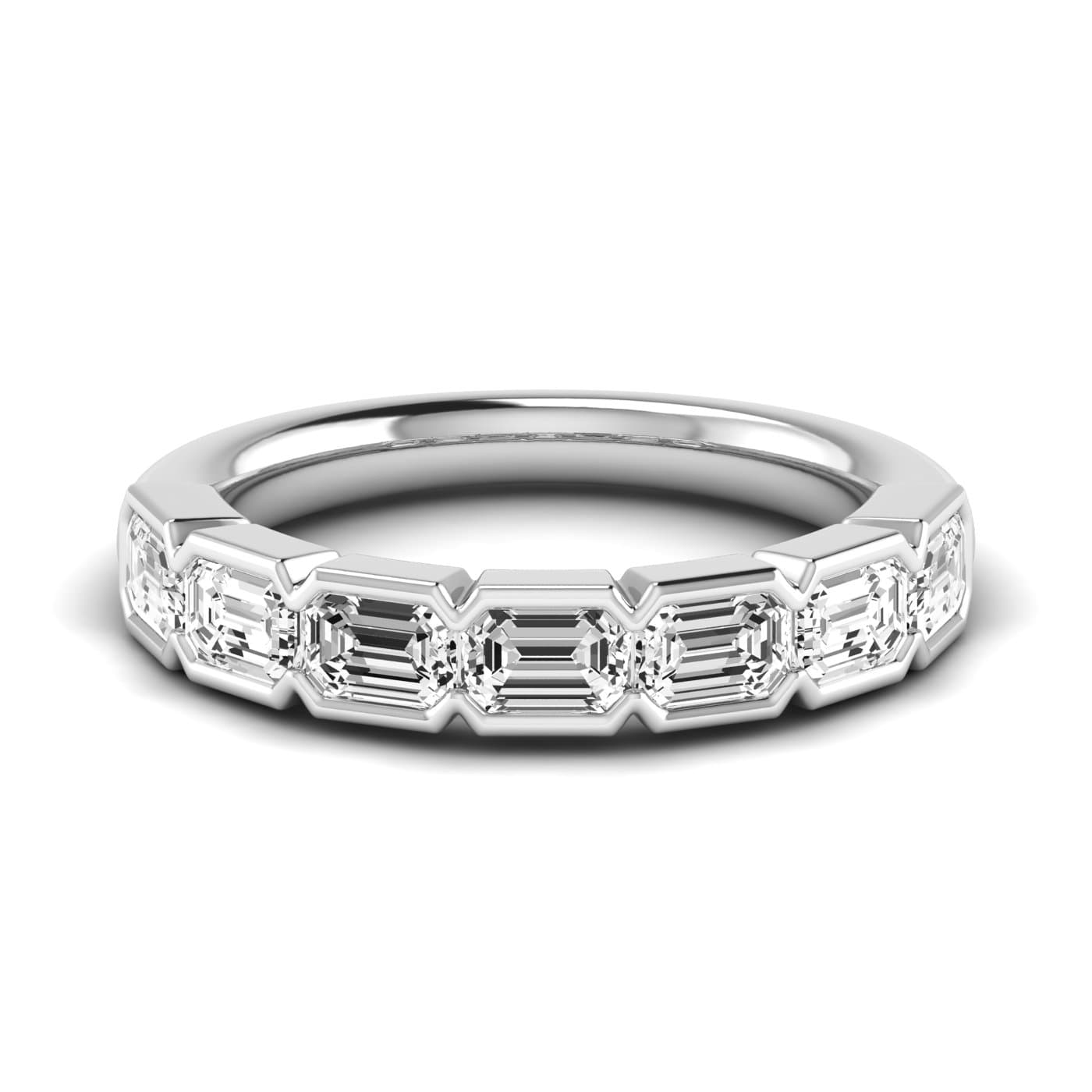 1/2 Spread Emerald Diamond Wedding Band (2.31 ct. tw.), Side view in white gold or platinum