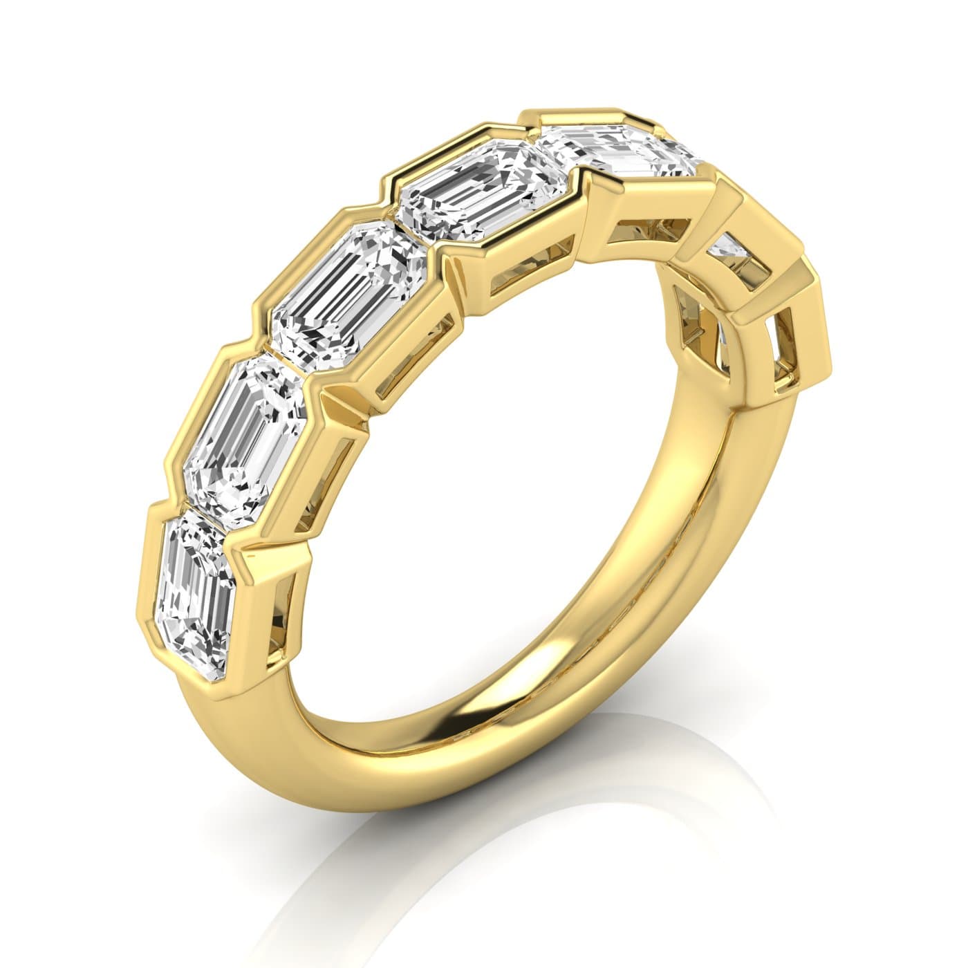 1/2 Spread Emerald Diamond Wedding Band (3 1/2 ct. tw.), Front view in yellow gold