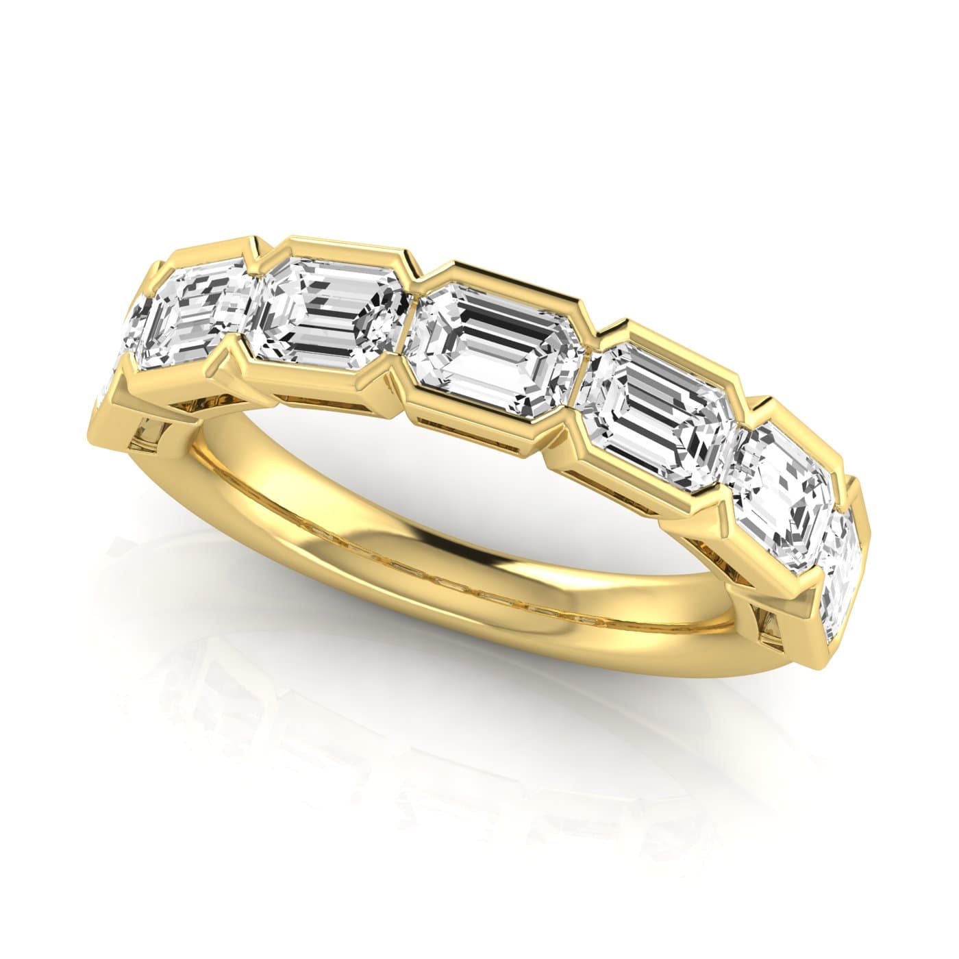 1/2 Spread Emerald Diamond Wedding Band (3 1/2 ct. tw.), On hand view in yellow gold