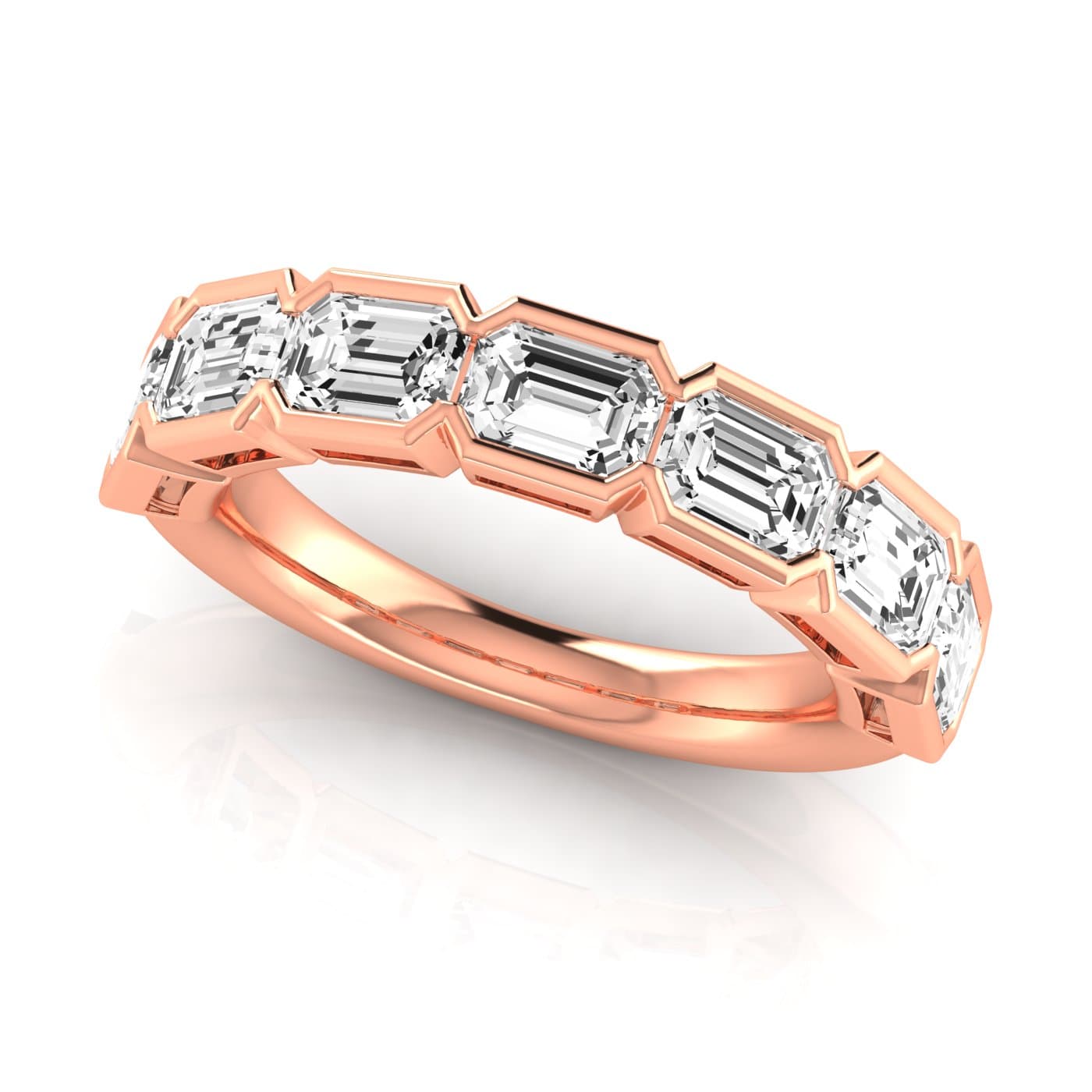 1/2 Spread Emerald Diamond Wedding Band (3 1/2 ct. tw.), On hand view in rose gold