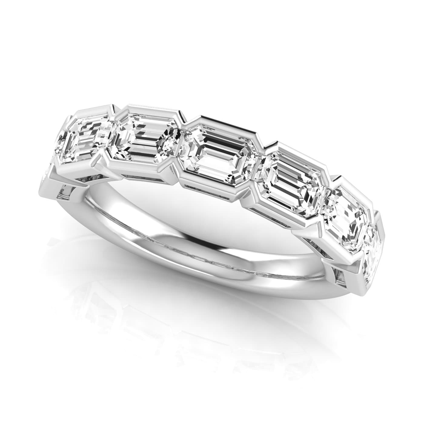 1/2 Spread Emerald Diamond Wedding Band (3 1/2 ct. tw.), On hand view in white gold or platinum