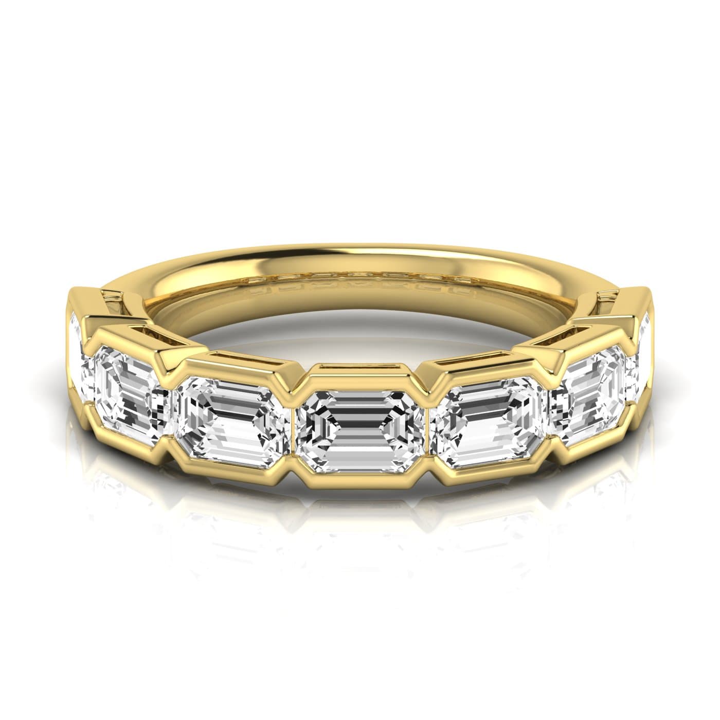 1/2 Spread Emerald Diamond Wedding Band (3 1/2 ct. tw.), Side view in yellow gold