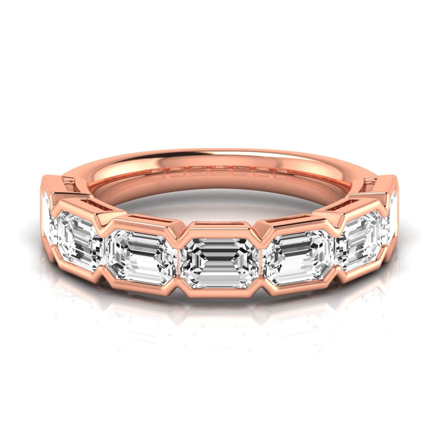 1/2 Spread Emerald Diamond Wedding Band (3 1/2 ct. tw.), Side view in rose gold