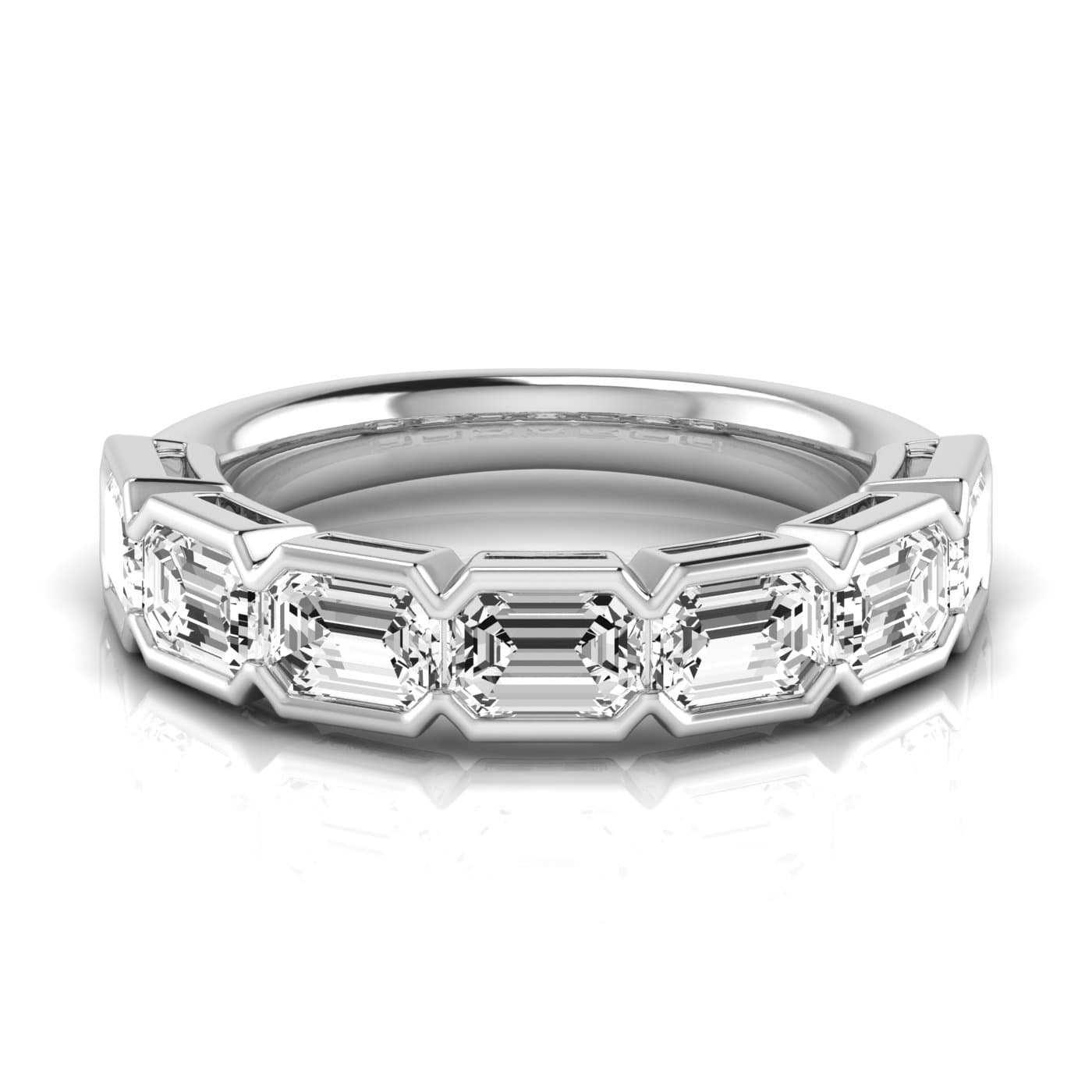 1/2 Spread Emerald Diamond Wedding Band (3 1/2 ct. tw.), Side view in white gold or platinum