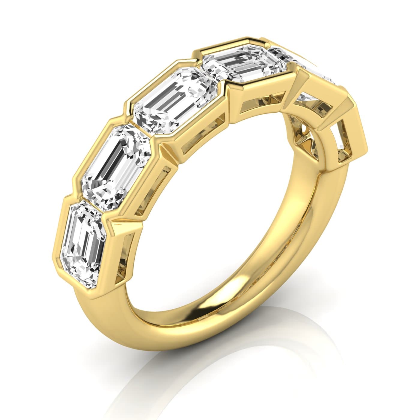 1/2 Spread Emerald Diamond Wedding Band (4 1/2 ct. tw.), Front view in yellow gold