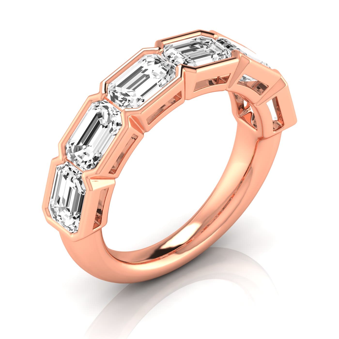 1/2 Spread Emerald Diamond Wedding Band (4 1/2 ct. tw.), Front view in rose gold