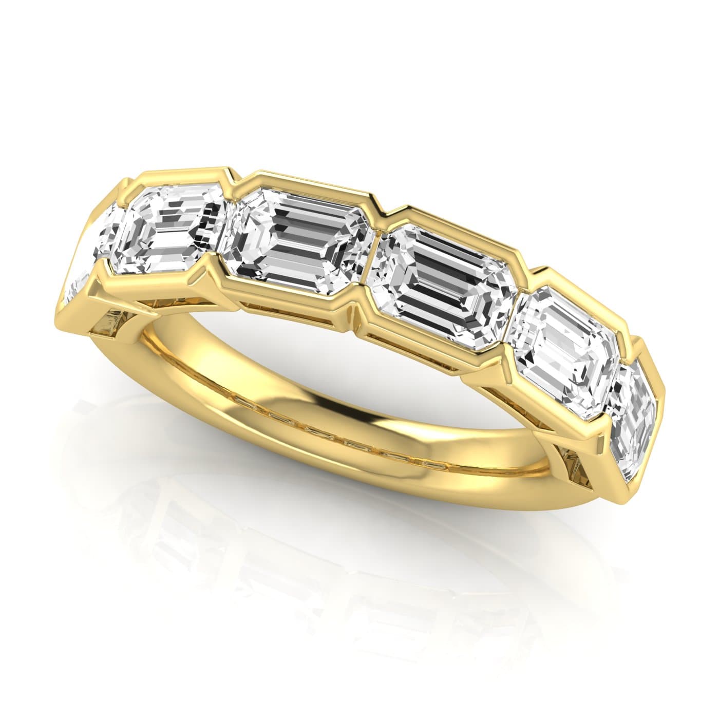 1/2 Spread Emerald Diamond Wedding Band (4 1/2 ct. tw.), On hand view in yellow gold