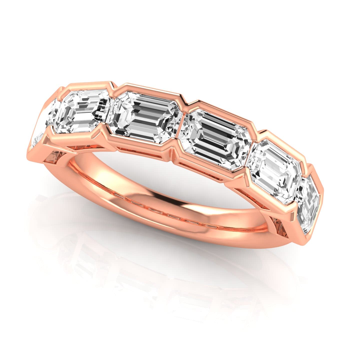 1/2 Spread Emerald Diamond Wedding Band (4 1/2 ct. tw.), On hand view in rose gold