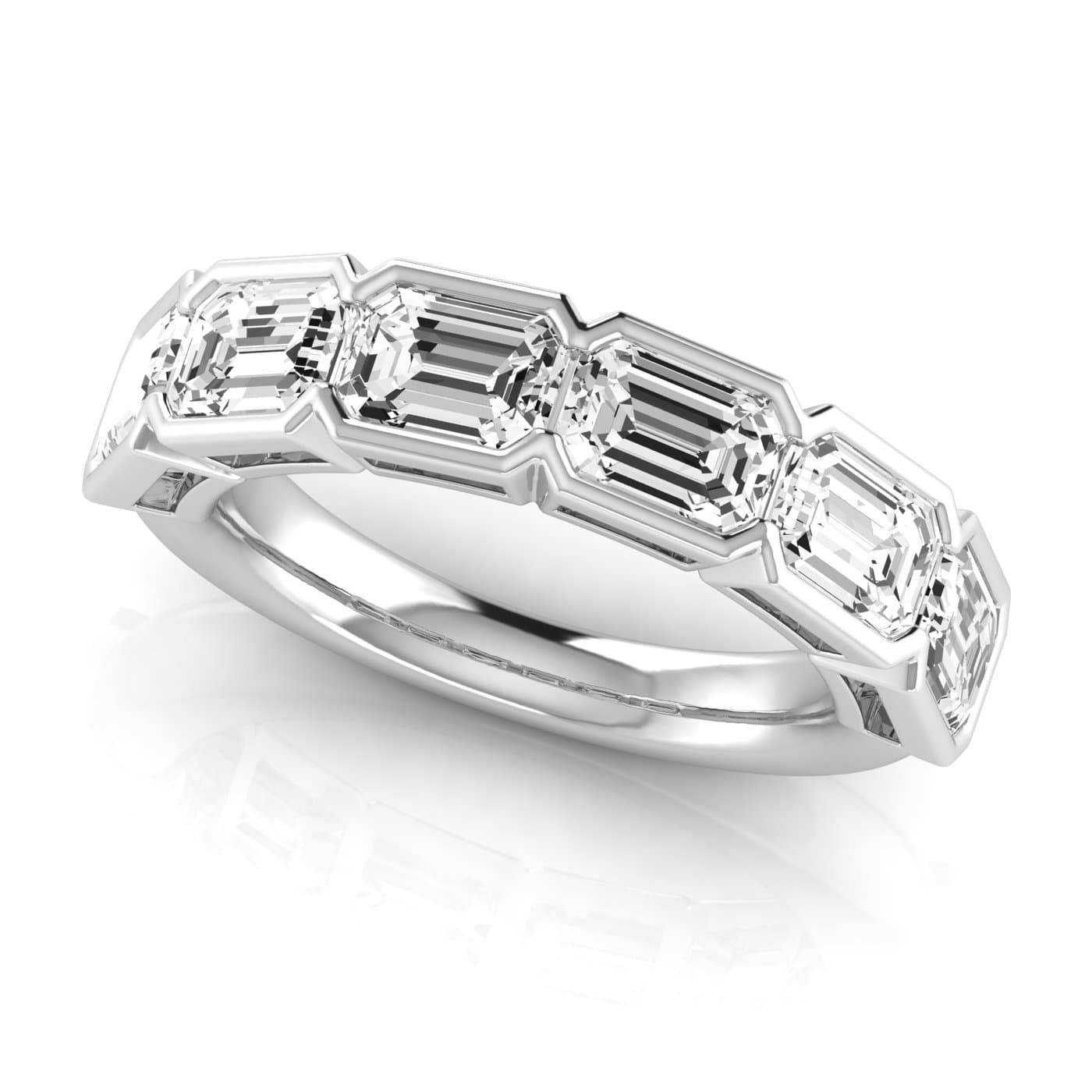1/2 Spread Emerald Diamond Wedding Band (4 1/2 ct. tw.), On hand view in white gold or platinum