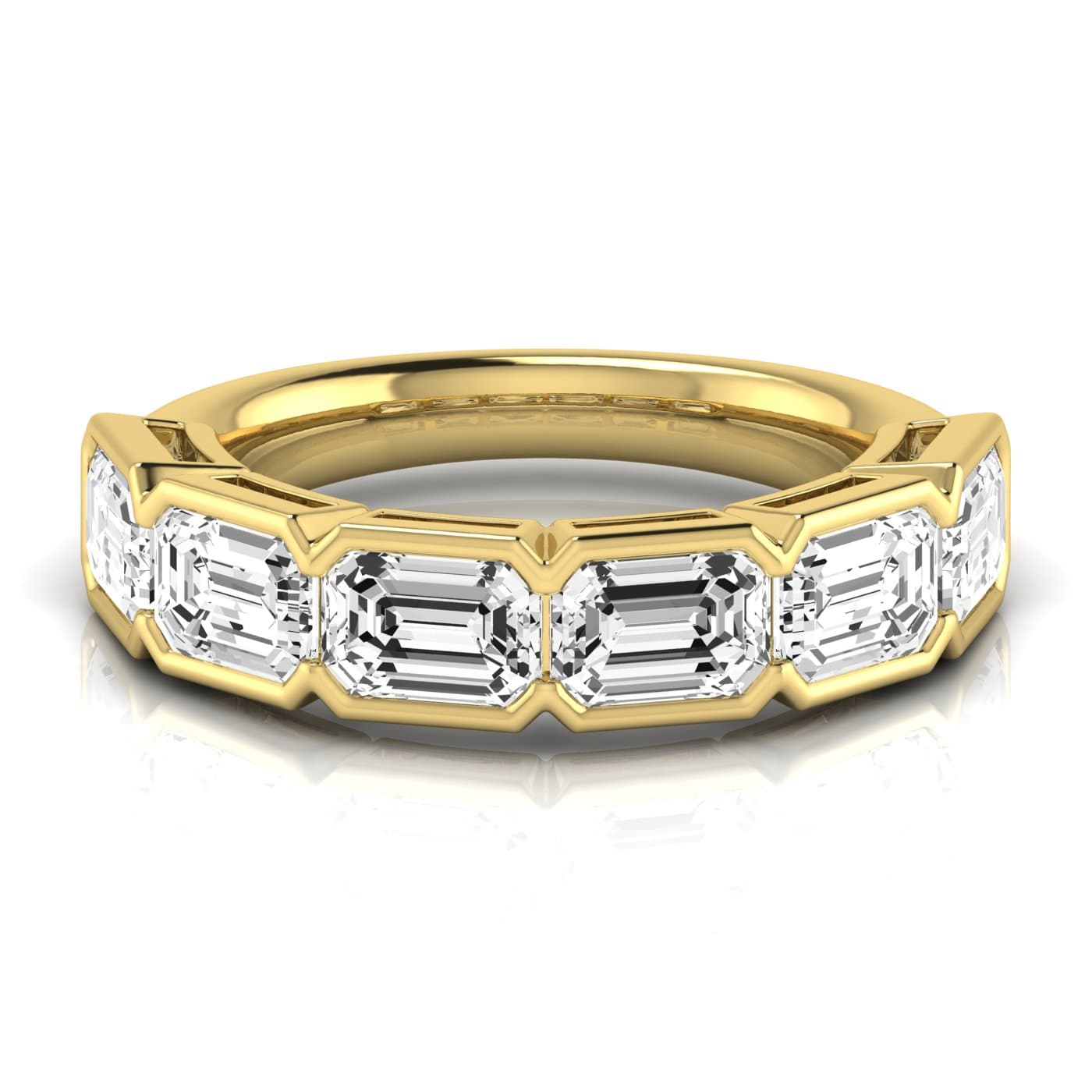 1/2 Spread Emerald Diamond Wedding Band (4 1/2 ct. tw.), Side view in yellow gold