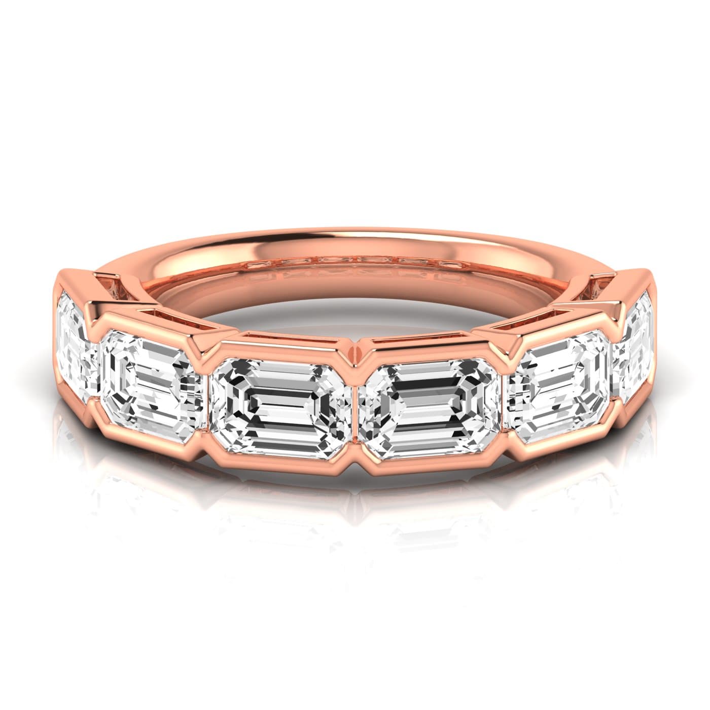 1/2 Spread Emerald Diamond Wedding Band (4 1/2 ct. tw.), Side view in rose gold