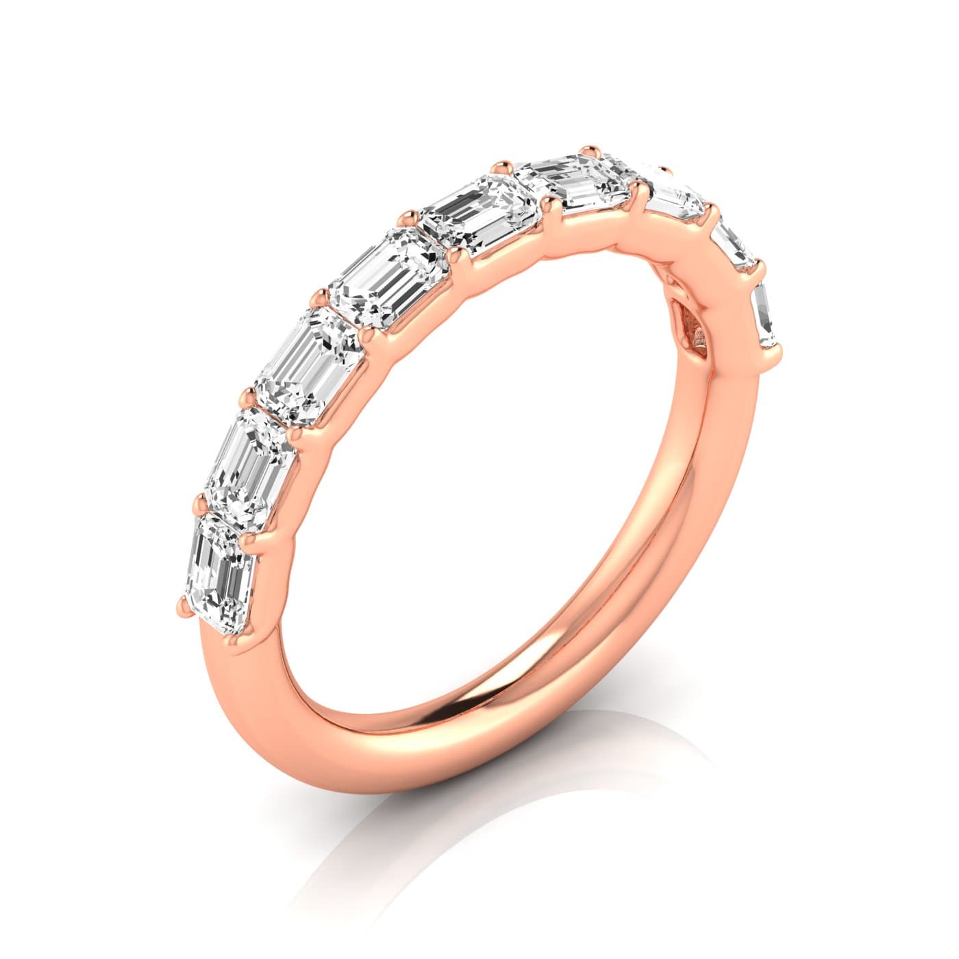 1/2 Spread Emerald Diamond Wedding Band (0.81 ct. tw.), Front view in rose gold