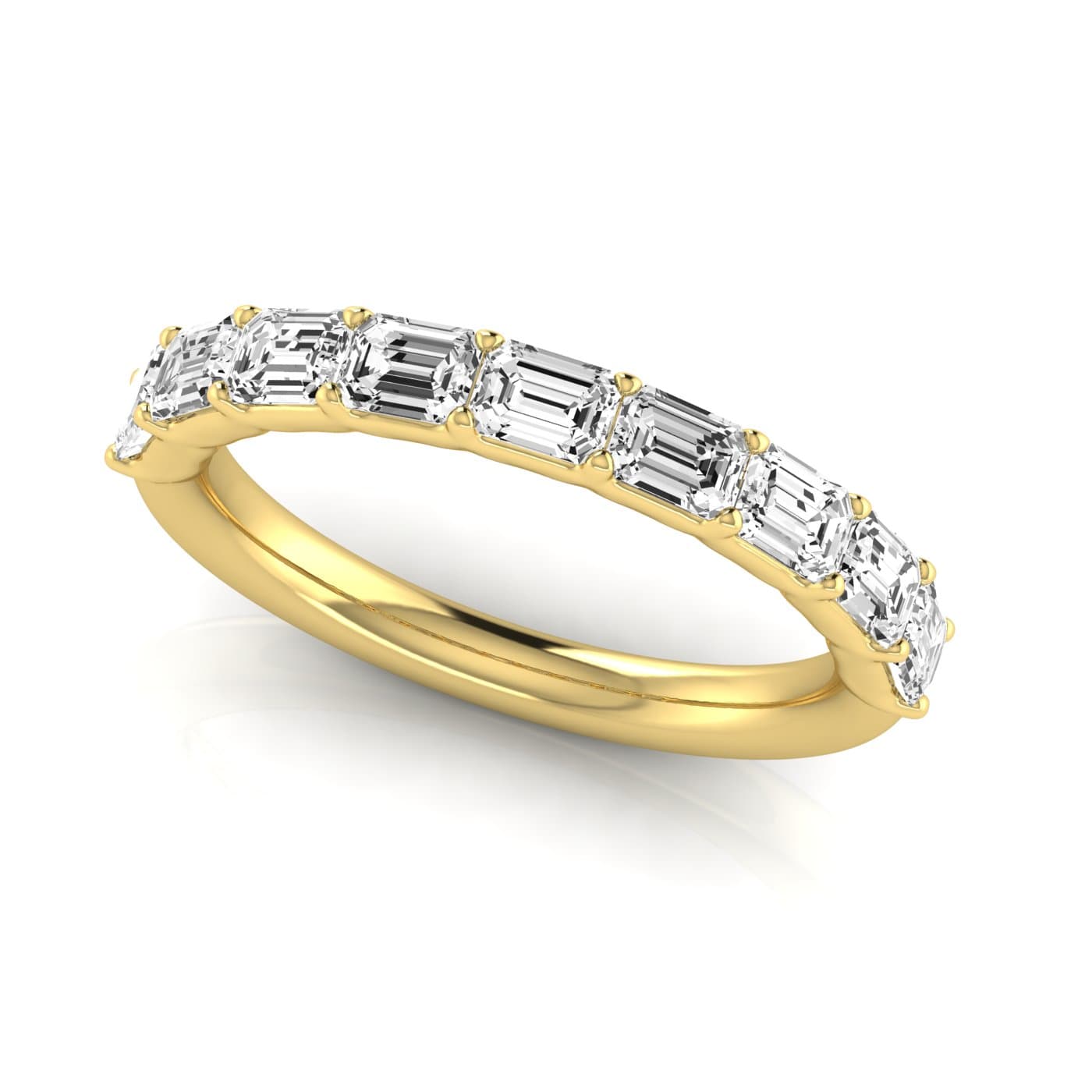 1/2 Spread Emerald Diamond Wedding Band (0.81 ct. tw.), On hand view in yellow gold