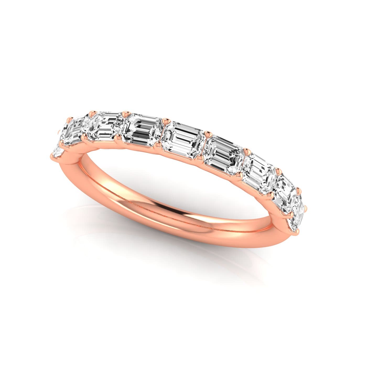 1/2 Spread Emerald Diamond Wedding Band (0.81 ct. tw.), On hand view in rose gold