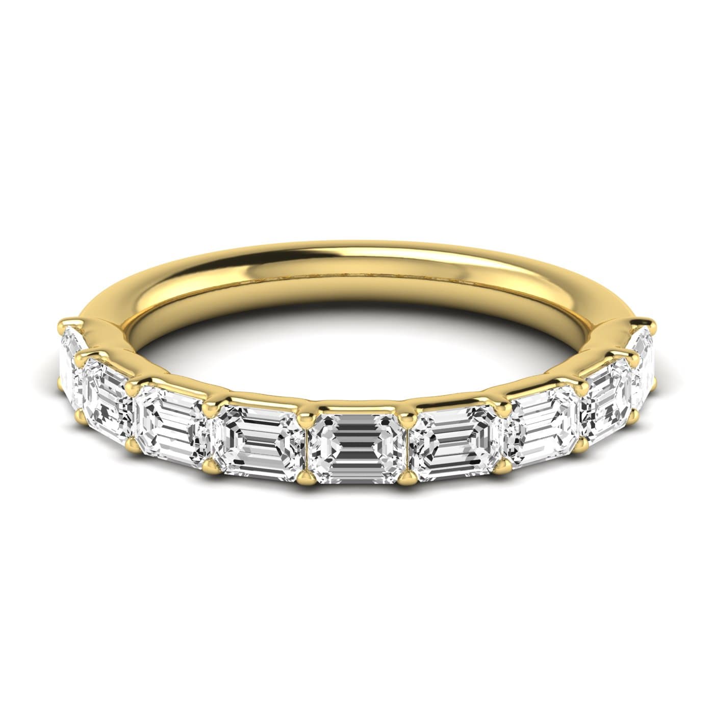 1/2 Spread Emerald Diamond Wedding Band (0.81 ct. tw.), Side view in yellow gold