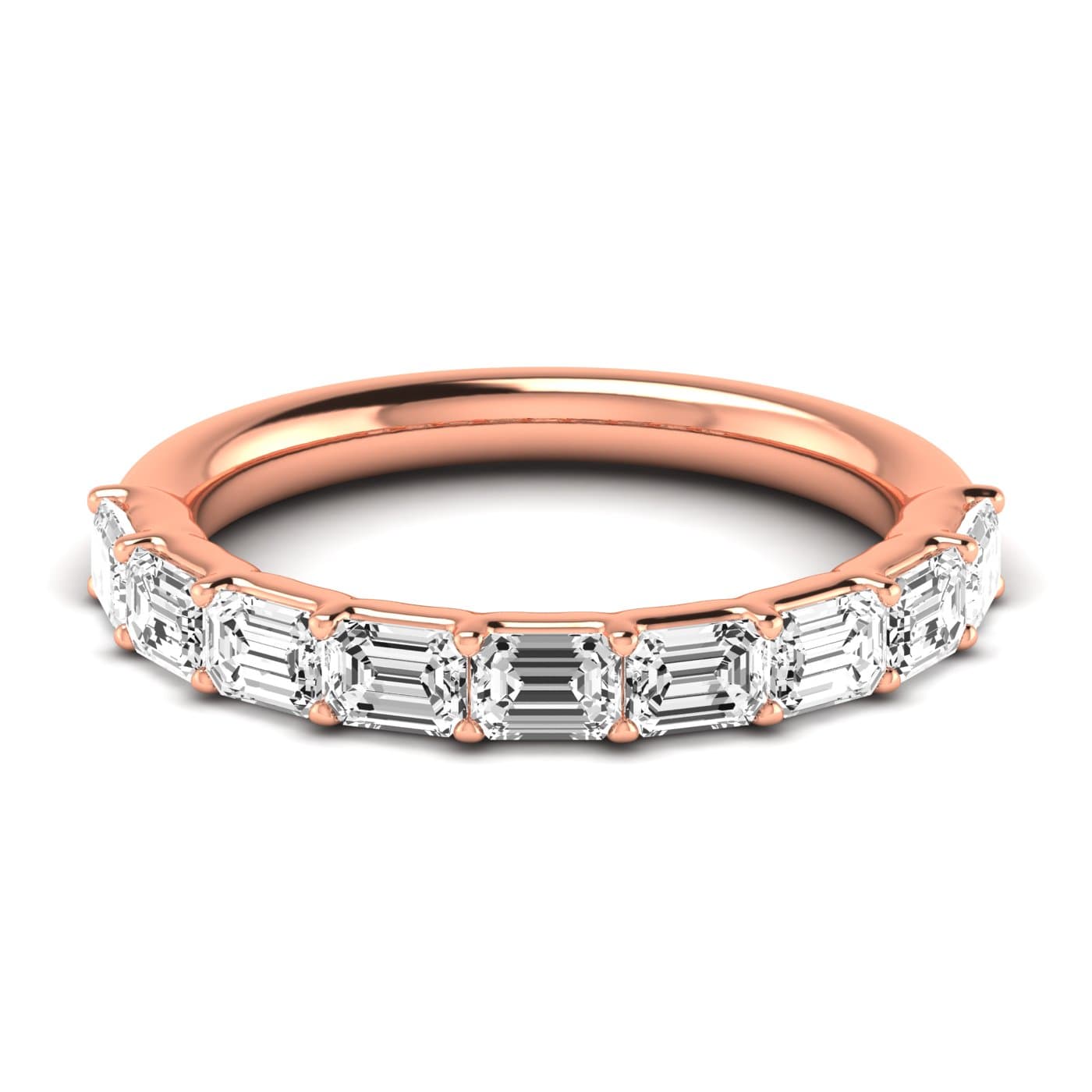 1/2 Spread Emerald Diamond Wedding Band (0.81 ct. tw.), Side view in rose gold