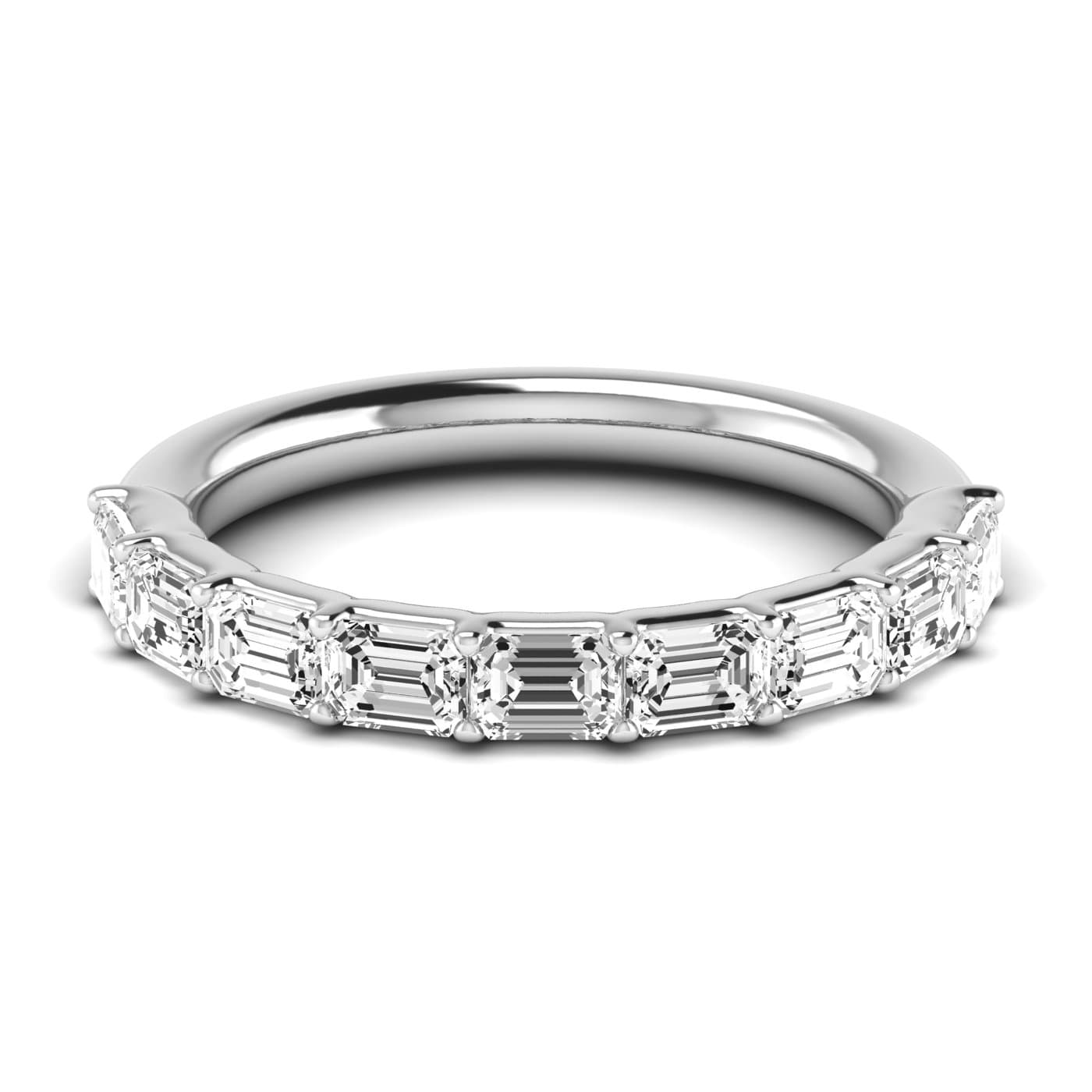 1/2 Spread Emerald Diamond Wedding Band (0.81 ct. tw.), Side view in white gold or platinum