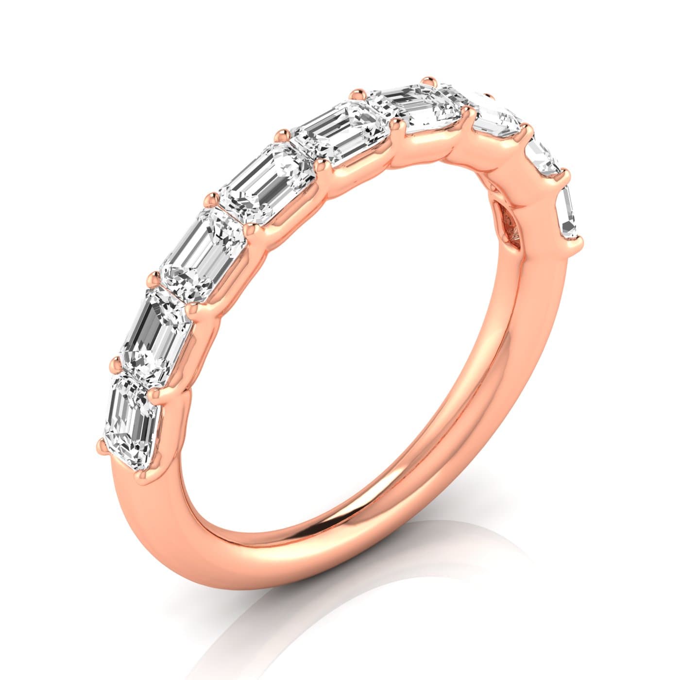 1/2 Spread Emerald Diamond Wedding Band (1 1/3 ct. tw.), Front view in rose gold