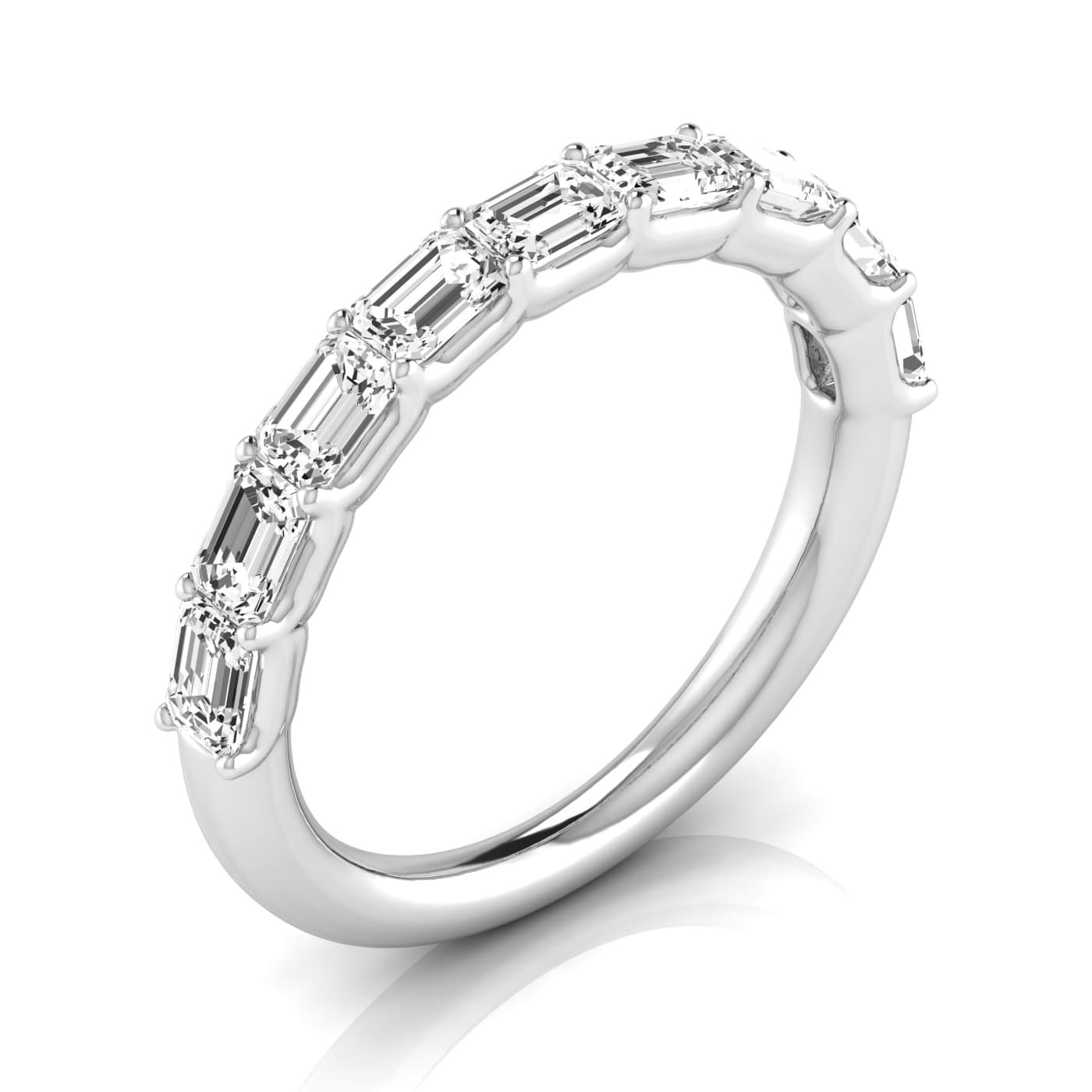 1/2 Spread Emerald Diamond Wedding Band (1 1/3 ct. tw.), Front view in white gold or platinum