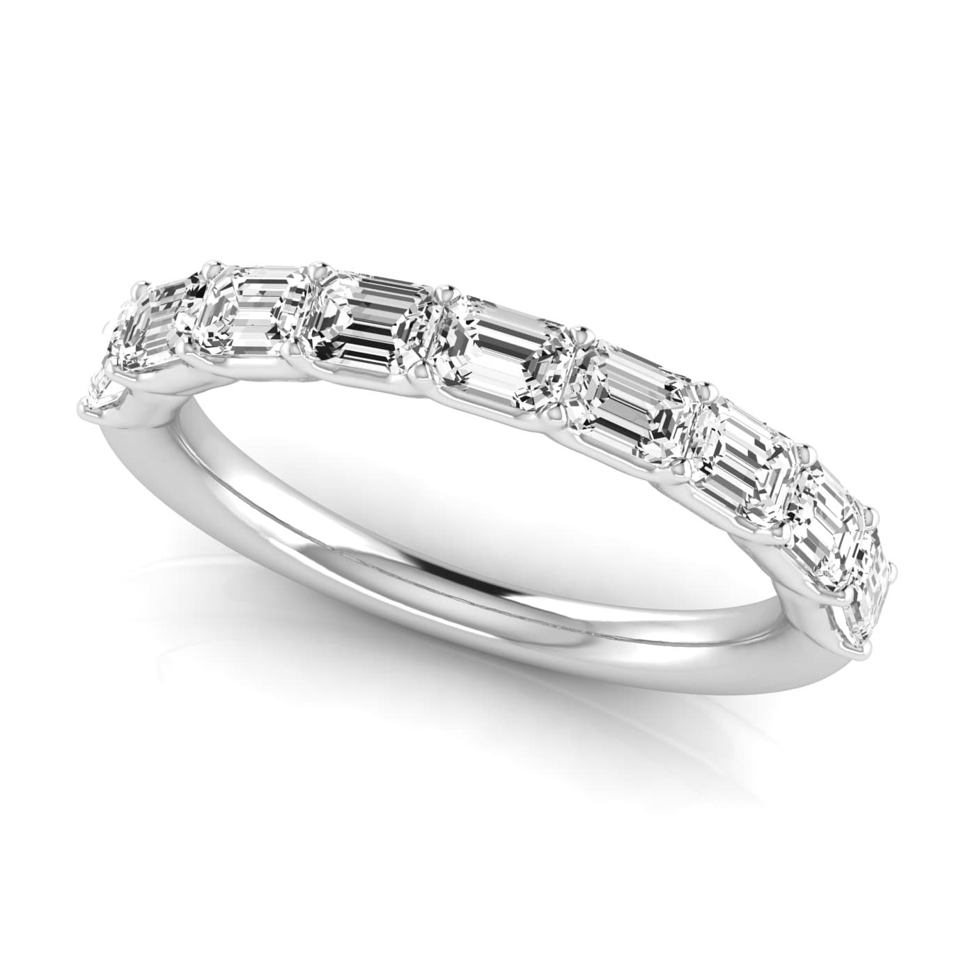 1/2 Spread Emerald Diamond Wedding Band (1 1/3 ct. tw.), On hand view in white gold or platinum