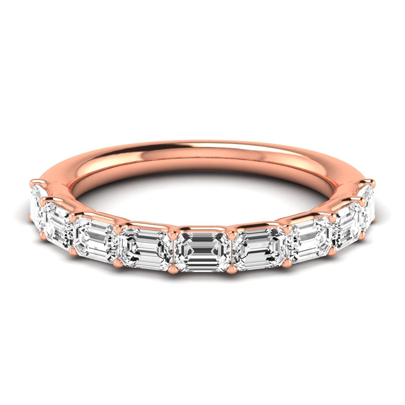 1/2 Spread Emerald Diamond Wedding Band (1 1/3 ct. tw.), Side view in rose gold