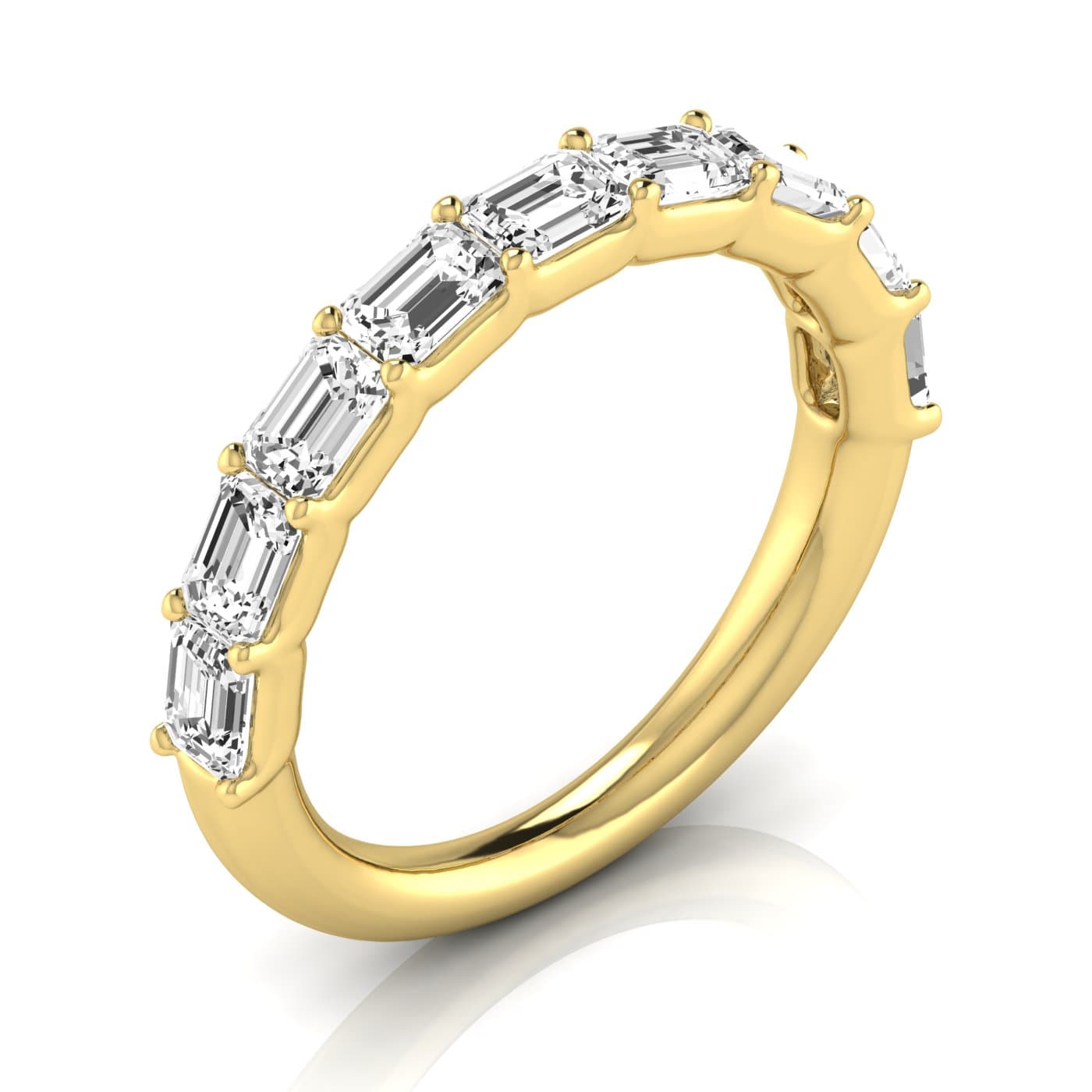 1/2 Spread Emerald Diamond Wedding Band (1.8 ct. tw.), Front view in yellow gold