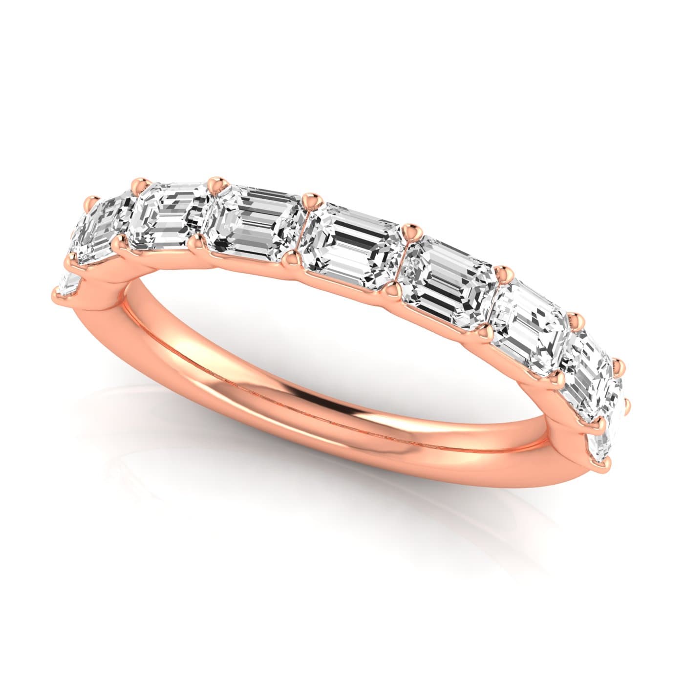 1/2 Spread Emerald Diamond Wedding Band (1.8 ct. tw.), On hand view in rose gold