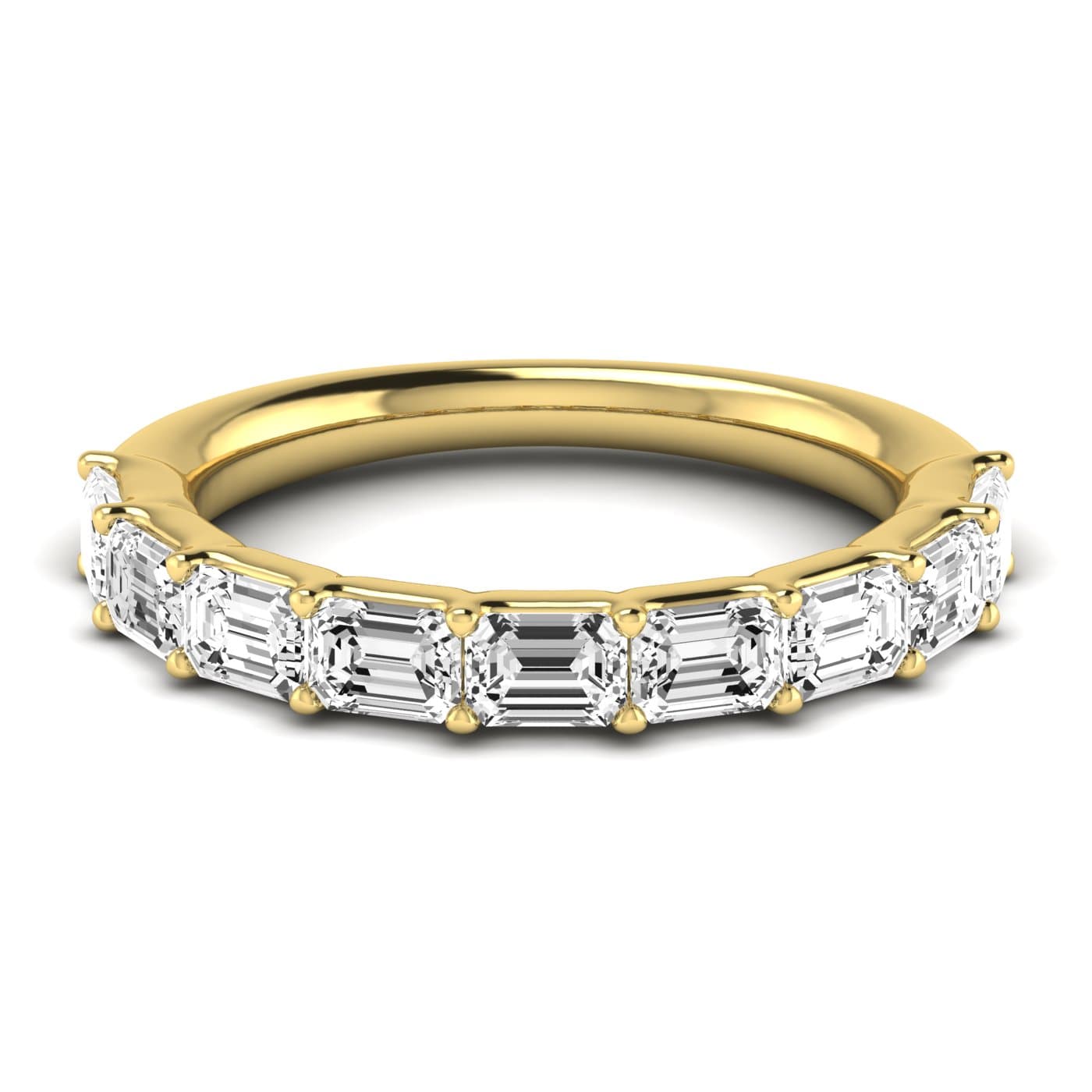 1/2 Spread Emerald Diamond Wedding Band (1.8 ct. tw.), Side view in yellow gold
