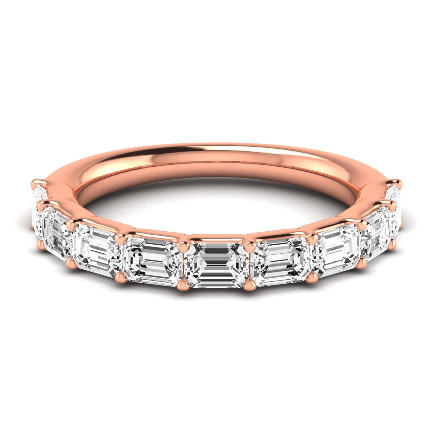 1/2 Spread Emerald Diamond Wedding Band (1.8 ct. tw.), Side view in rose gold