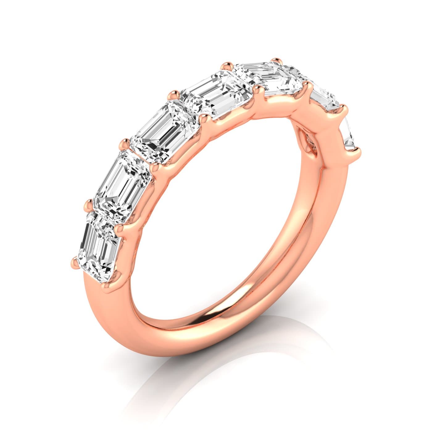 1/2 Spread Emerald Diamond Wedding Band (2.31 ct. tw.), Front view in rose gold