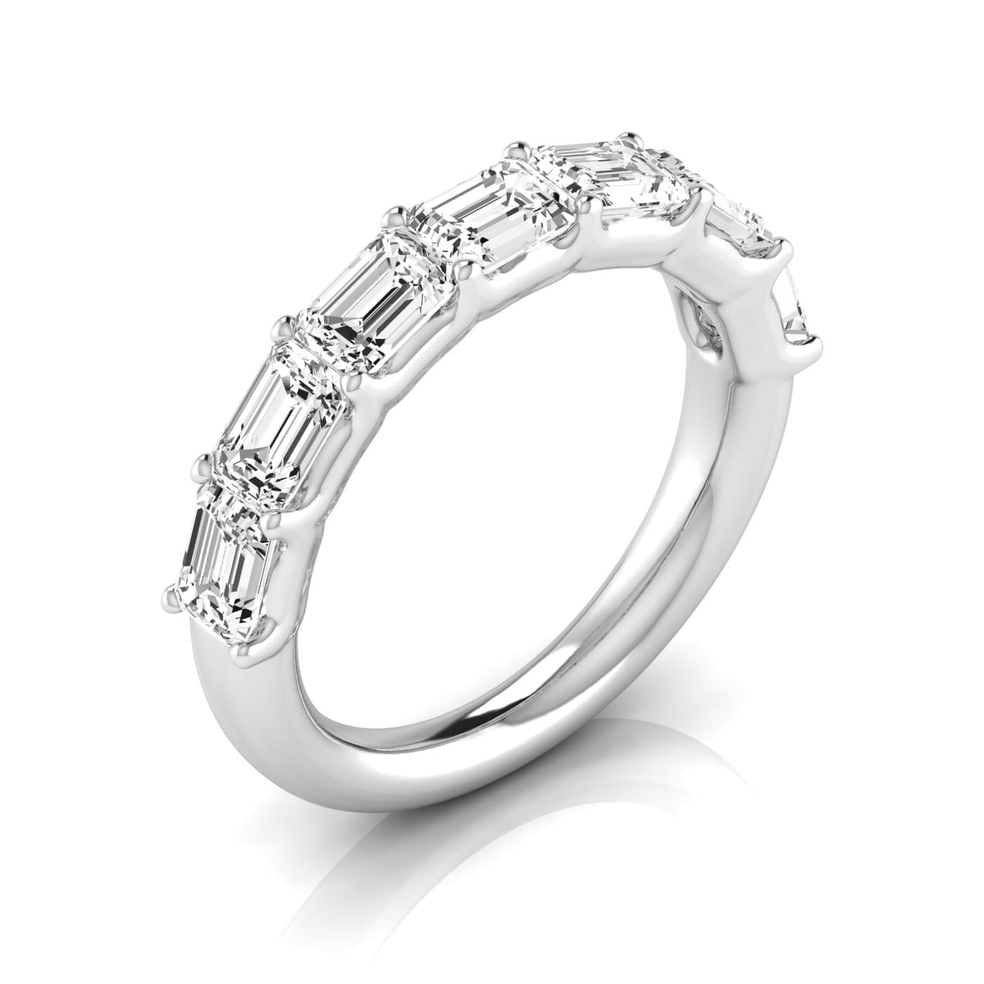 1/2 Spread Emerald Diamond Wedding Band (2.31 ct. tw.), Front view in white gold or platinum