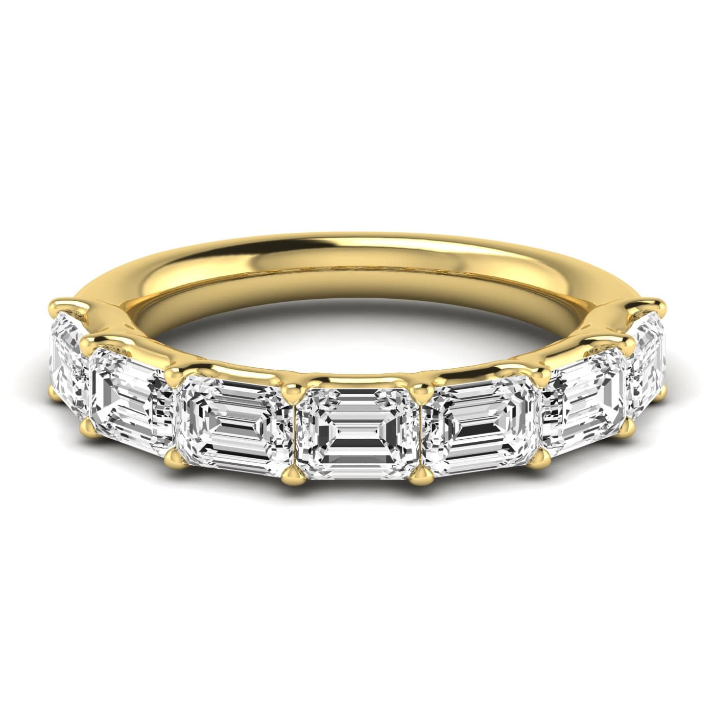 1/2 Spread Emerald Diamond Wedding Band (2.31 ct. tw.), Side view in yellow gold