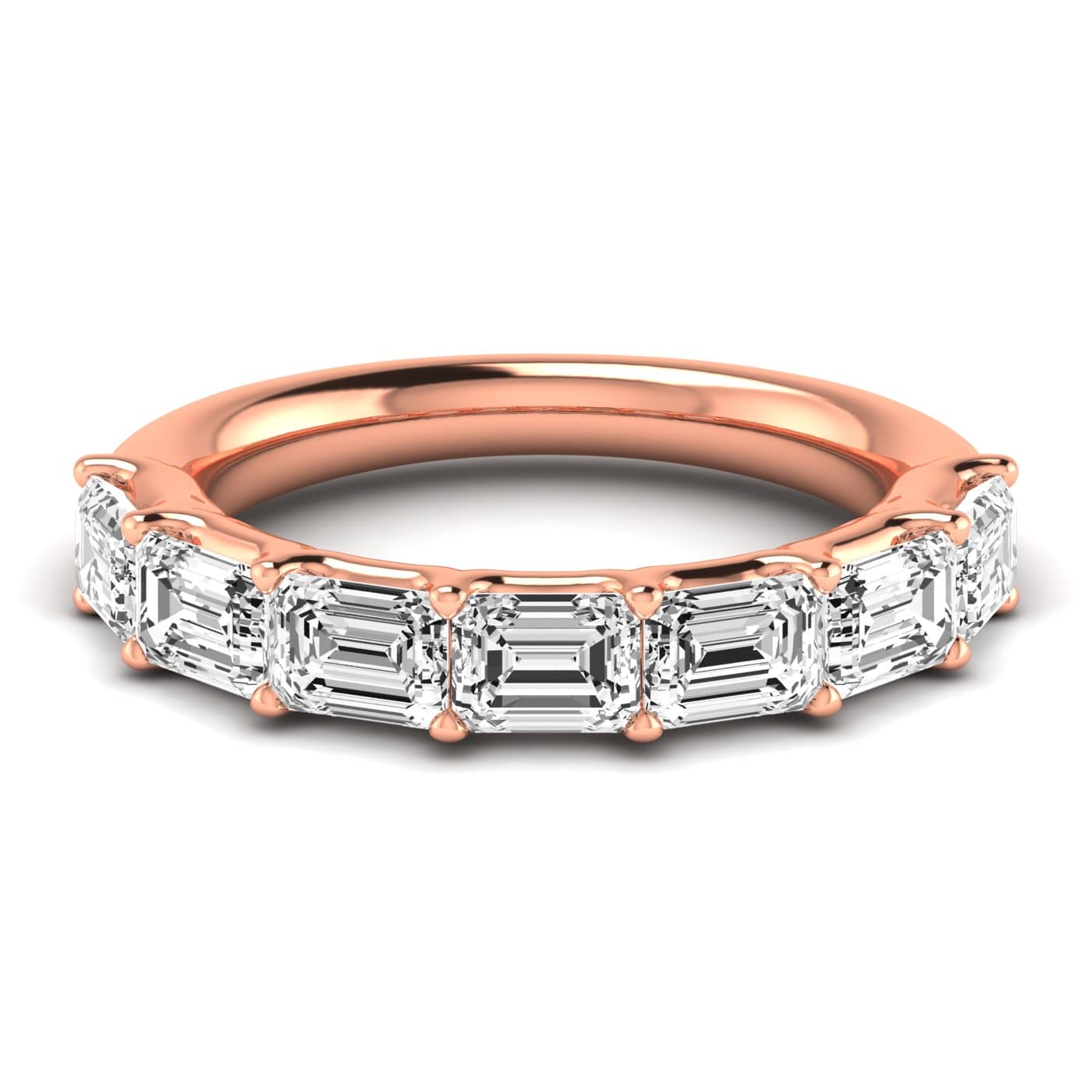 1/2 Spread Emerald Diamond Wedding Band (2.31 ct. tw.), Side view in rose gold