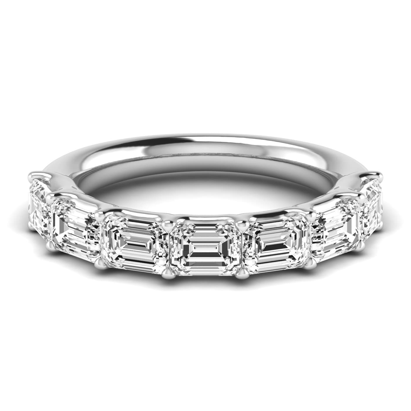 1/2 Spread Emerald Diamond Wedding Band (2.31 ct. tw.), Side view in white gold or platinum